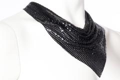 Black Gianni Versace Metal Mesh Medusa Necklace