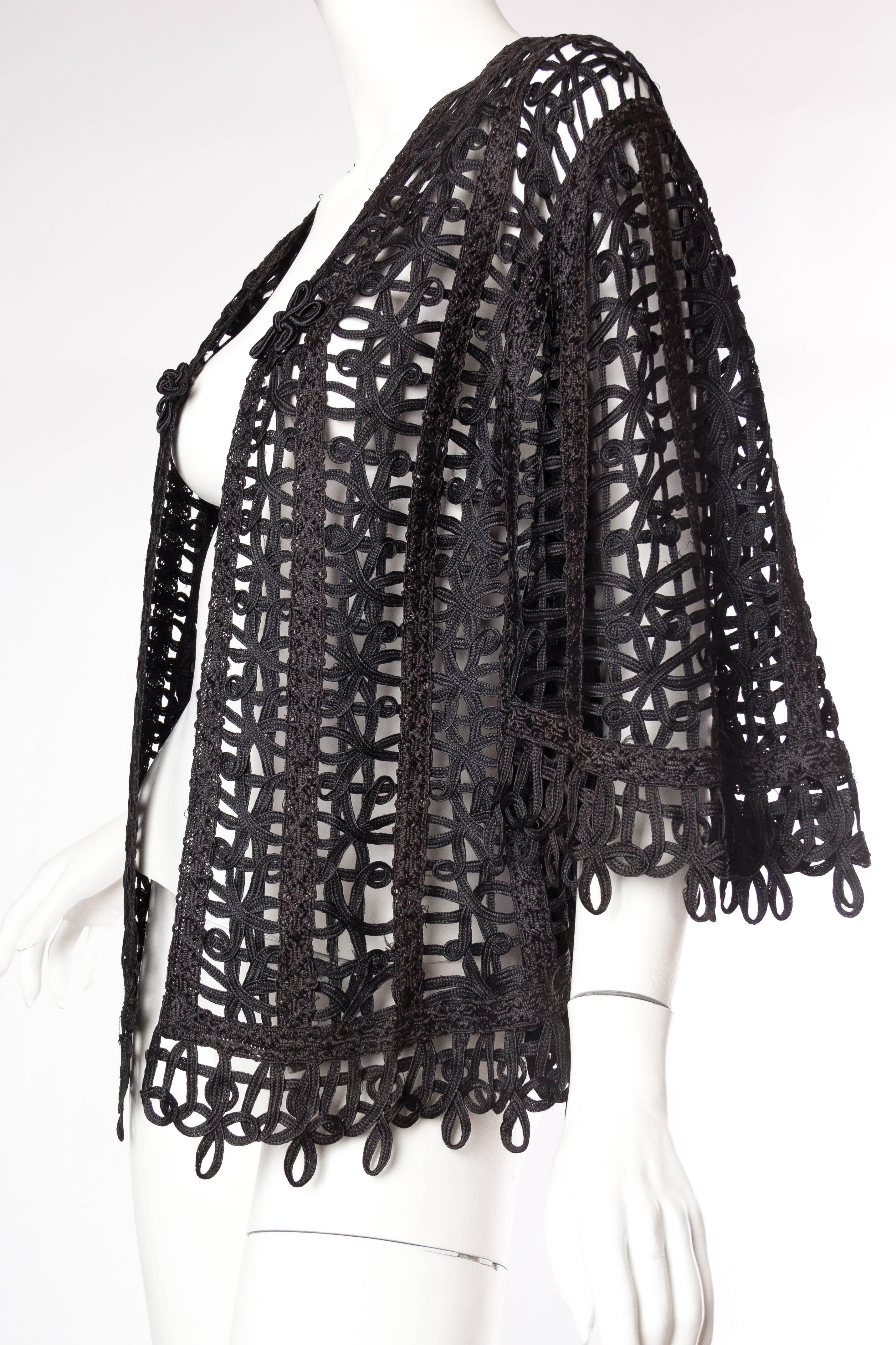 Women's Victorian Black Silk Soutache Braid Lace Jacket For Sale