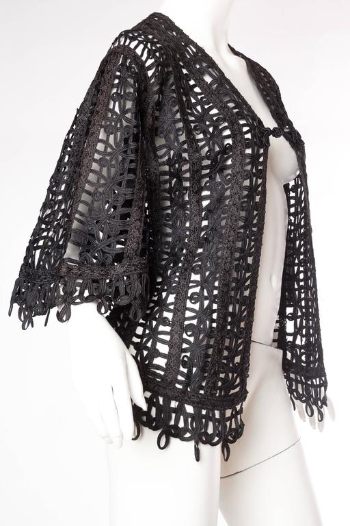 Victorian Black Silk Soutache Braid Lace Jacket For Sale 1