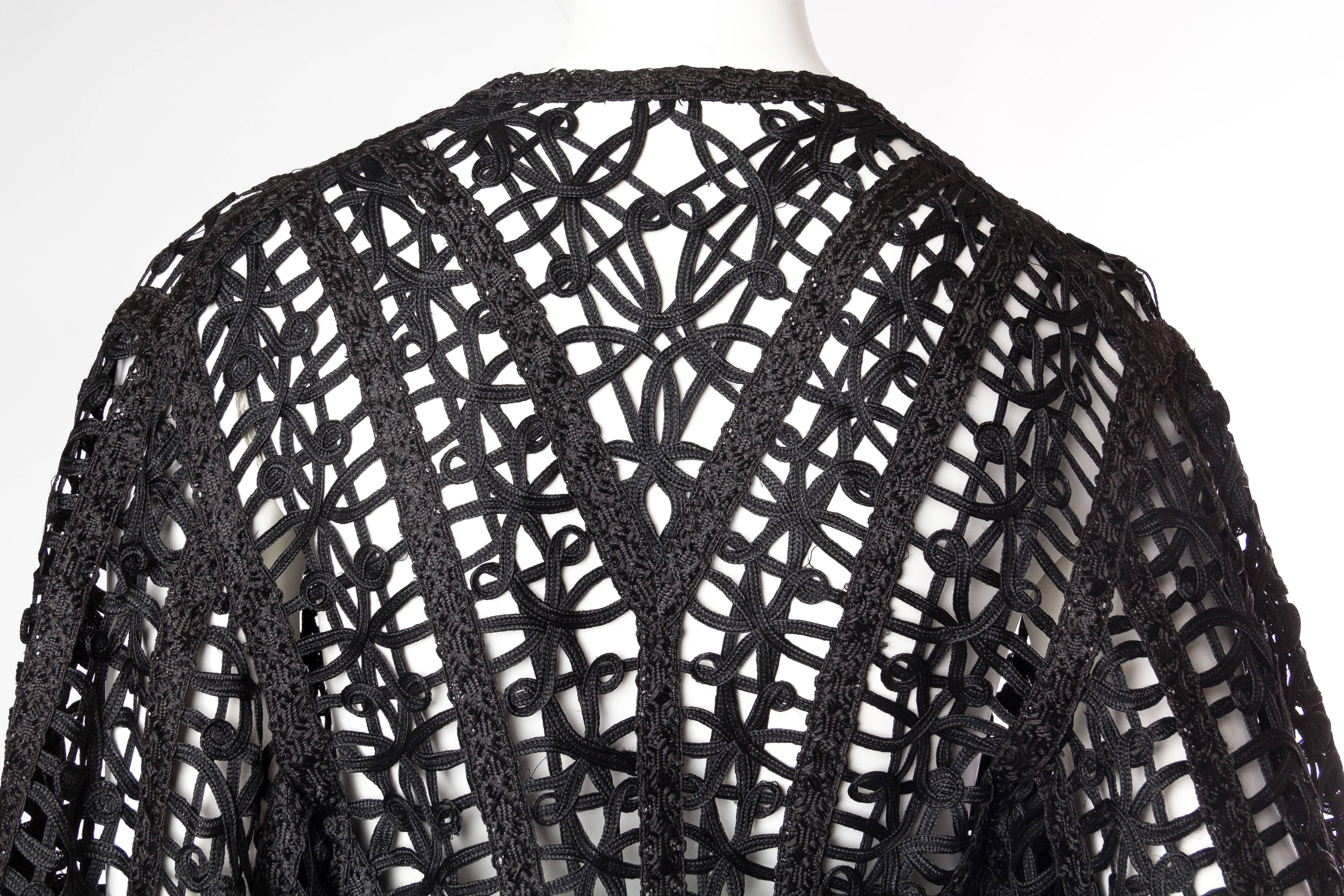 Victorian Black Silk Soutache Braid Lace Jacket For Sale 2
