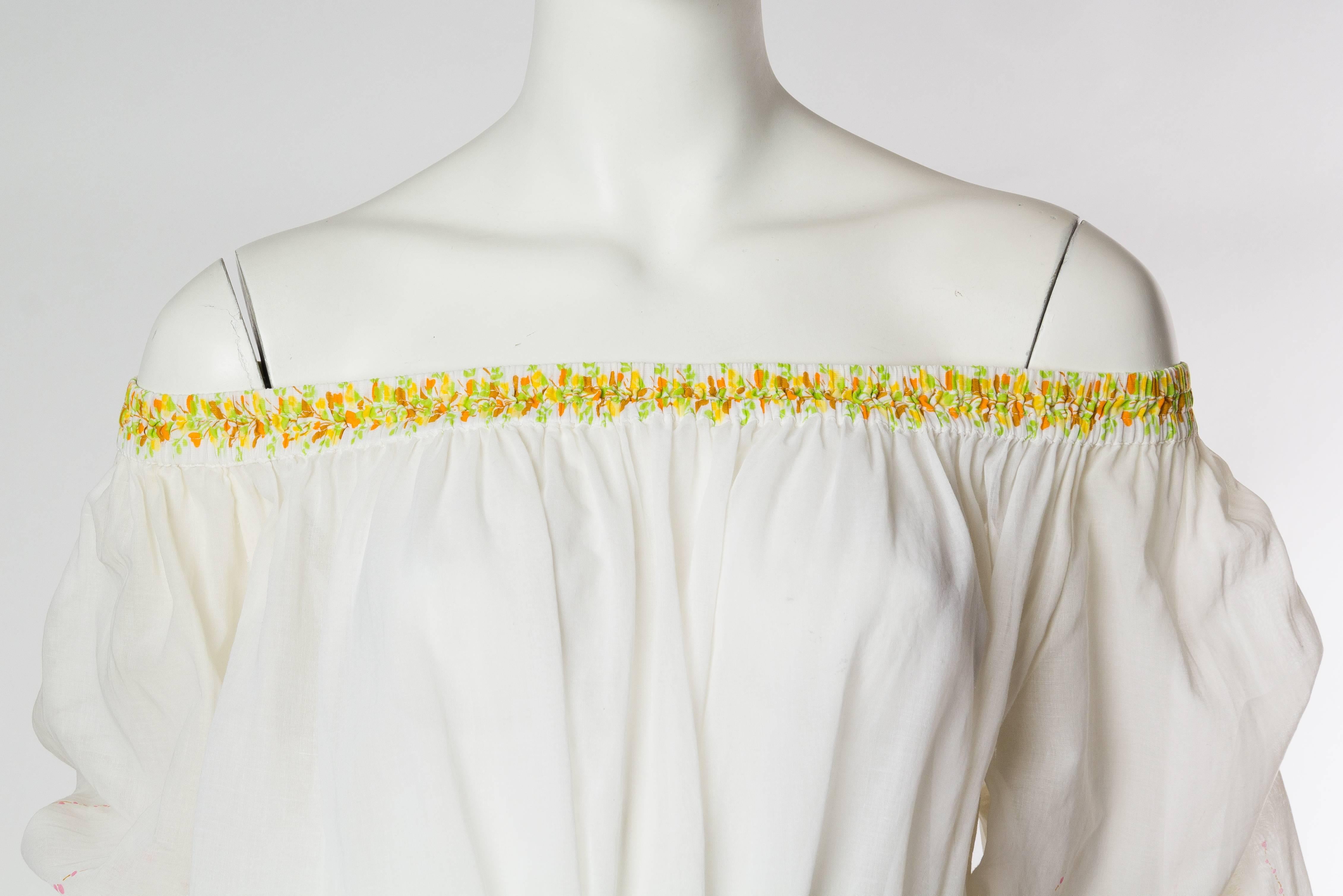 1970s Celine Cotton Floral Boho Dress 3