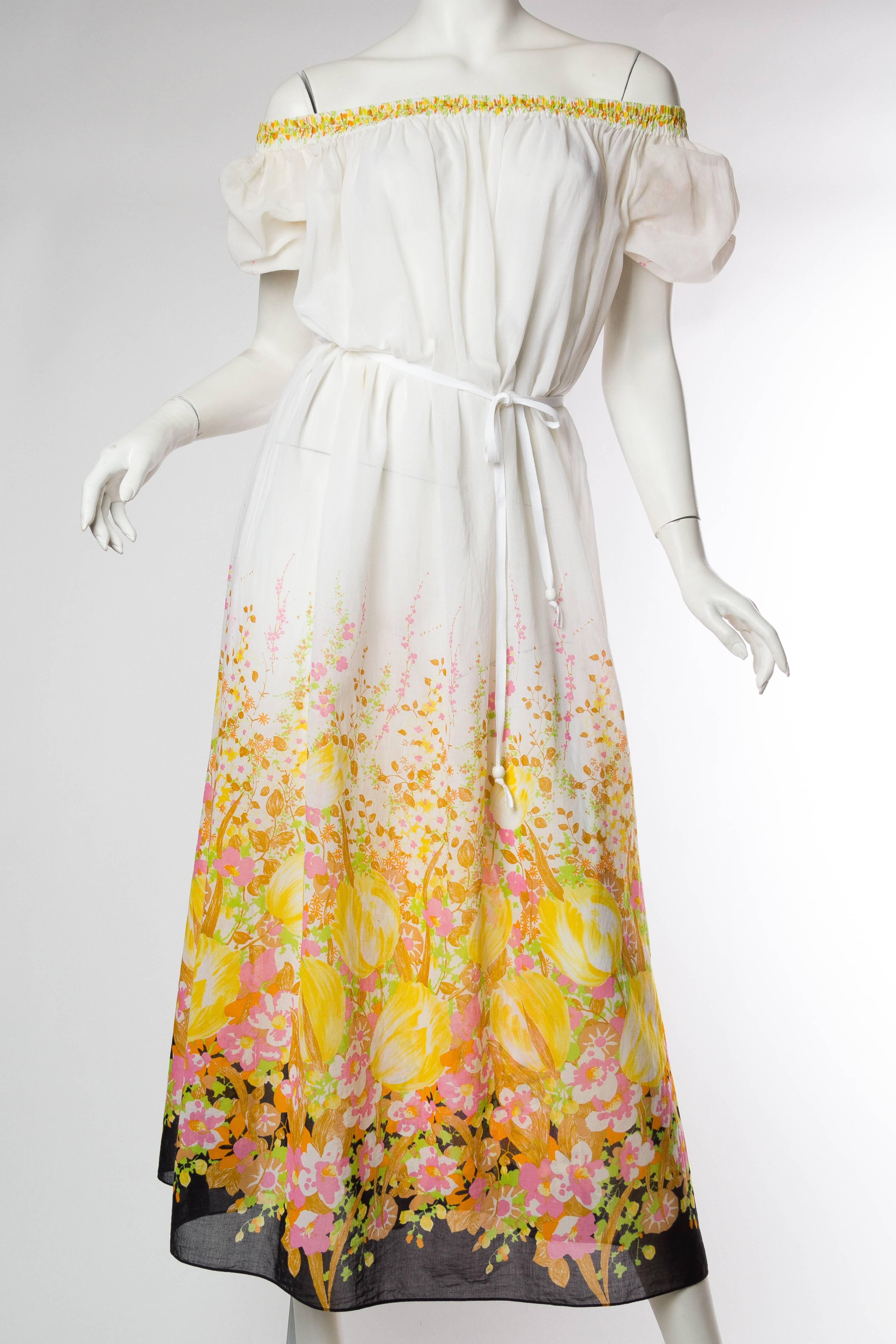 1970s Celine Cotton Floral Boho Dress In Excellent Condition In New York, NY