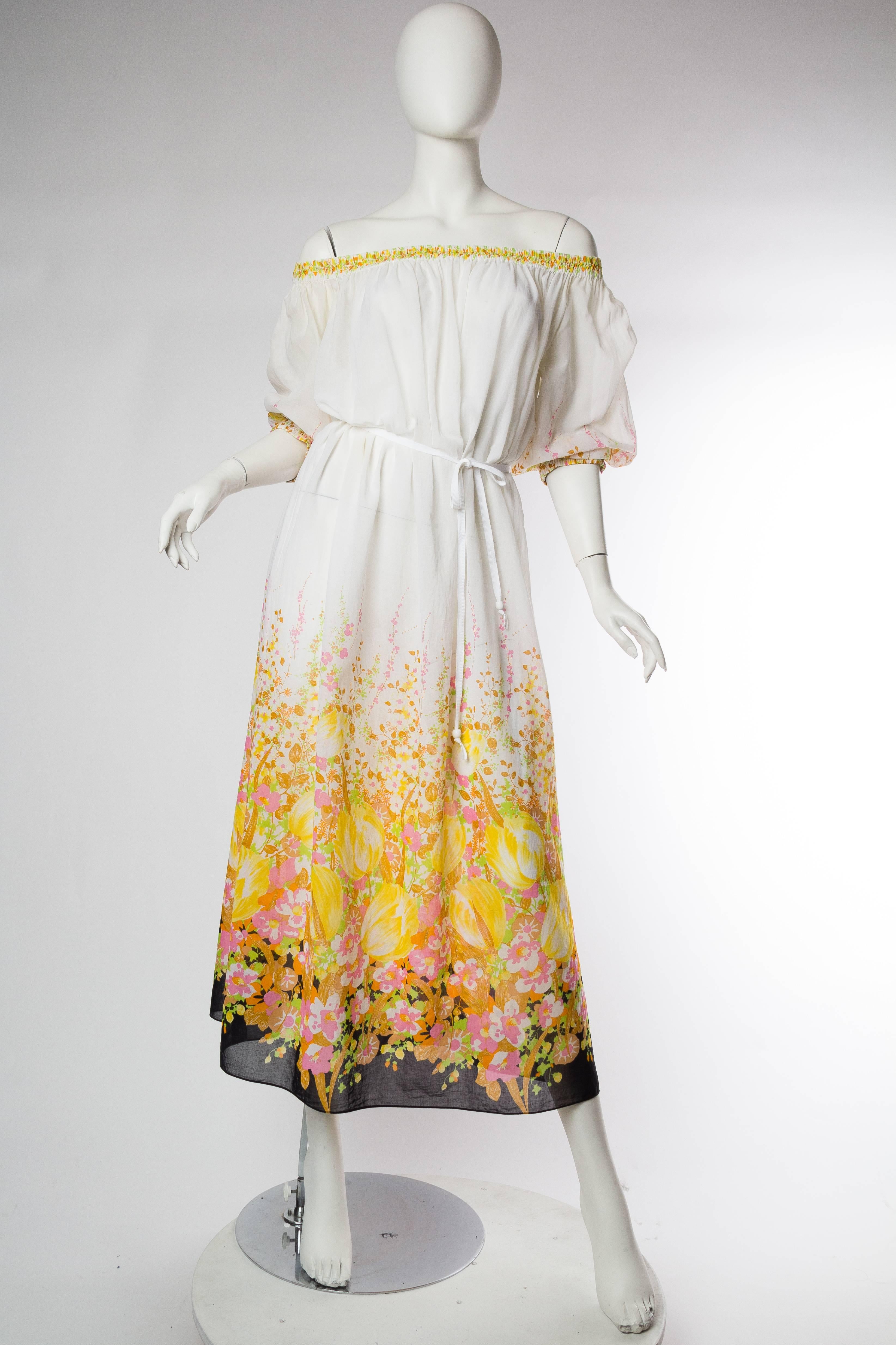 1970s Celine Cotton Floral Boho Dress 1
