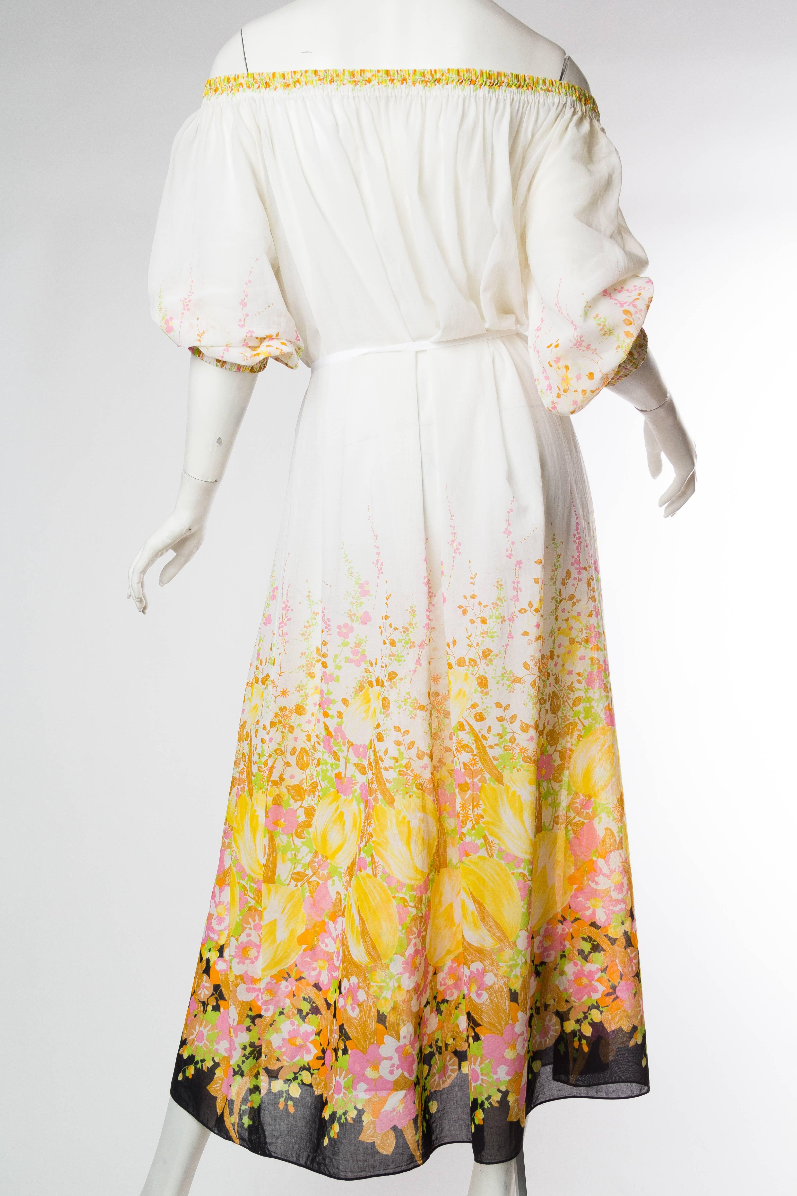 1970s Celine Cotton Floral Boho Dress 2