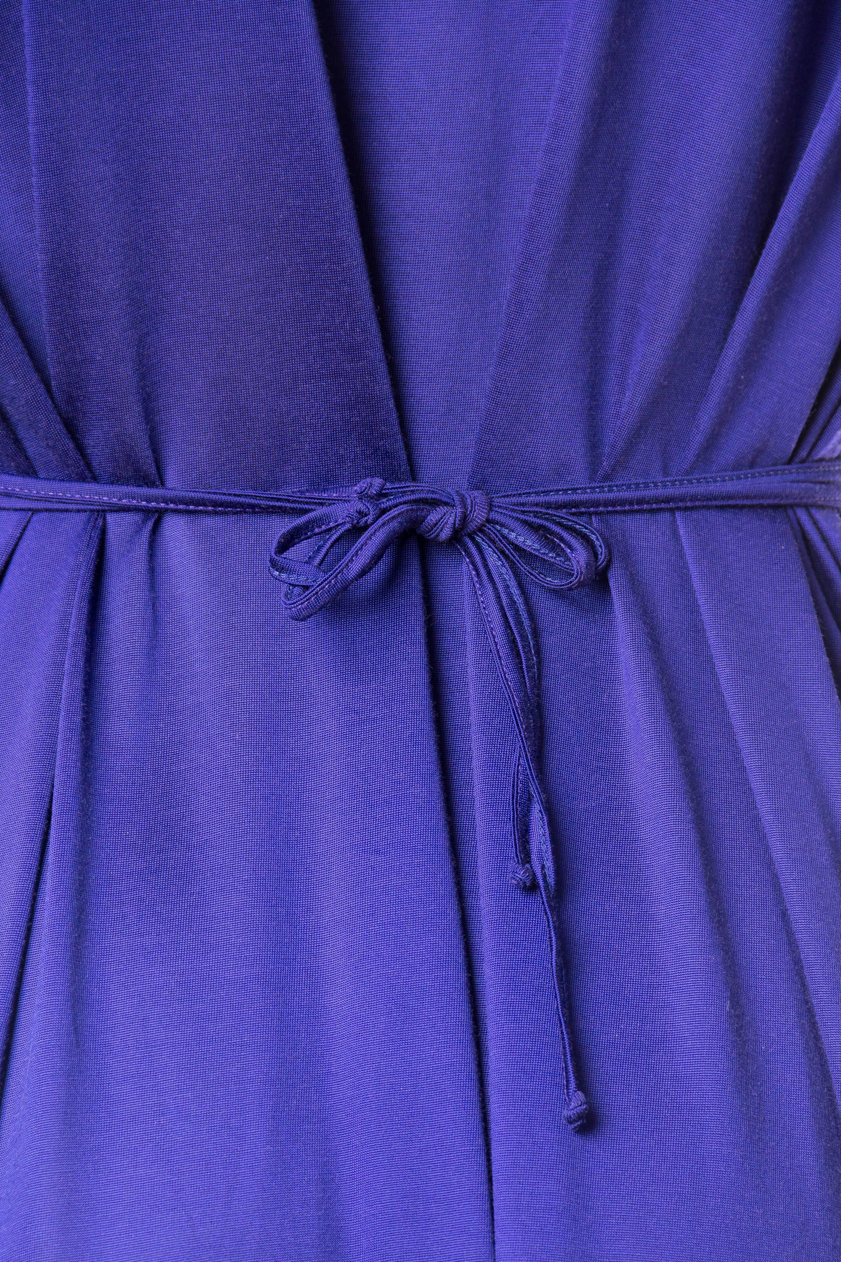 1990S JIL SANDER Sapphire Blue  Jersey Empire Waist Drawstring Dress 4