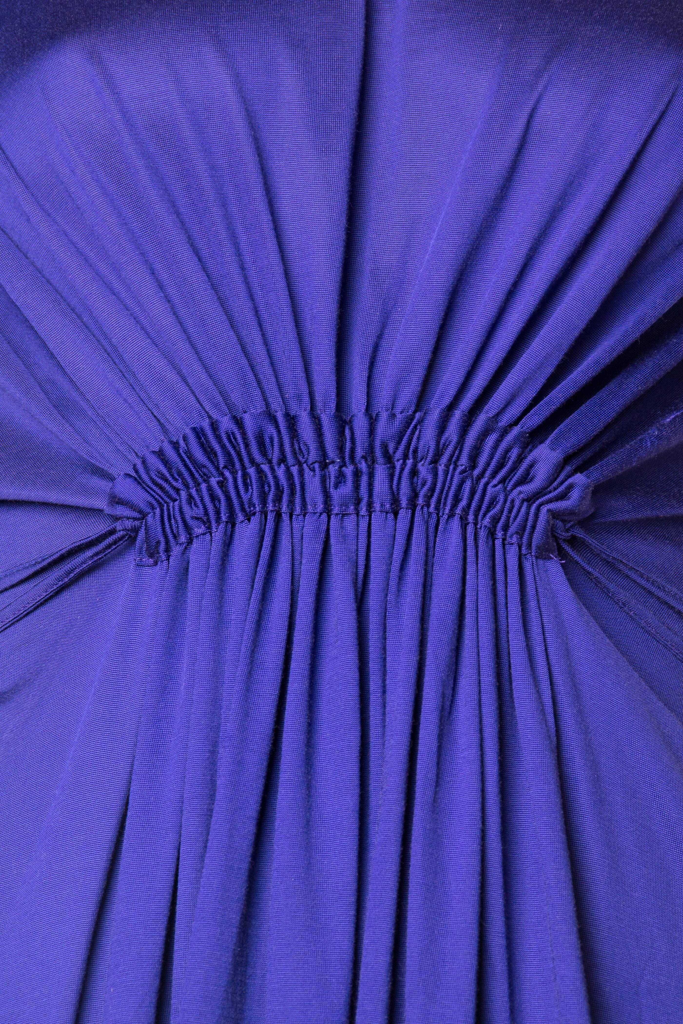 1990S JIL SANDER Sapphire Blue  Jersey Empire Waist Drawstring Dress 3