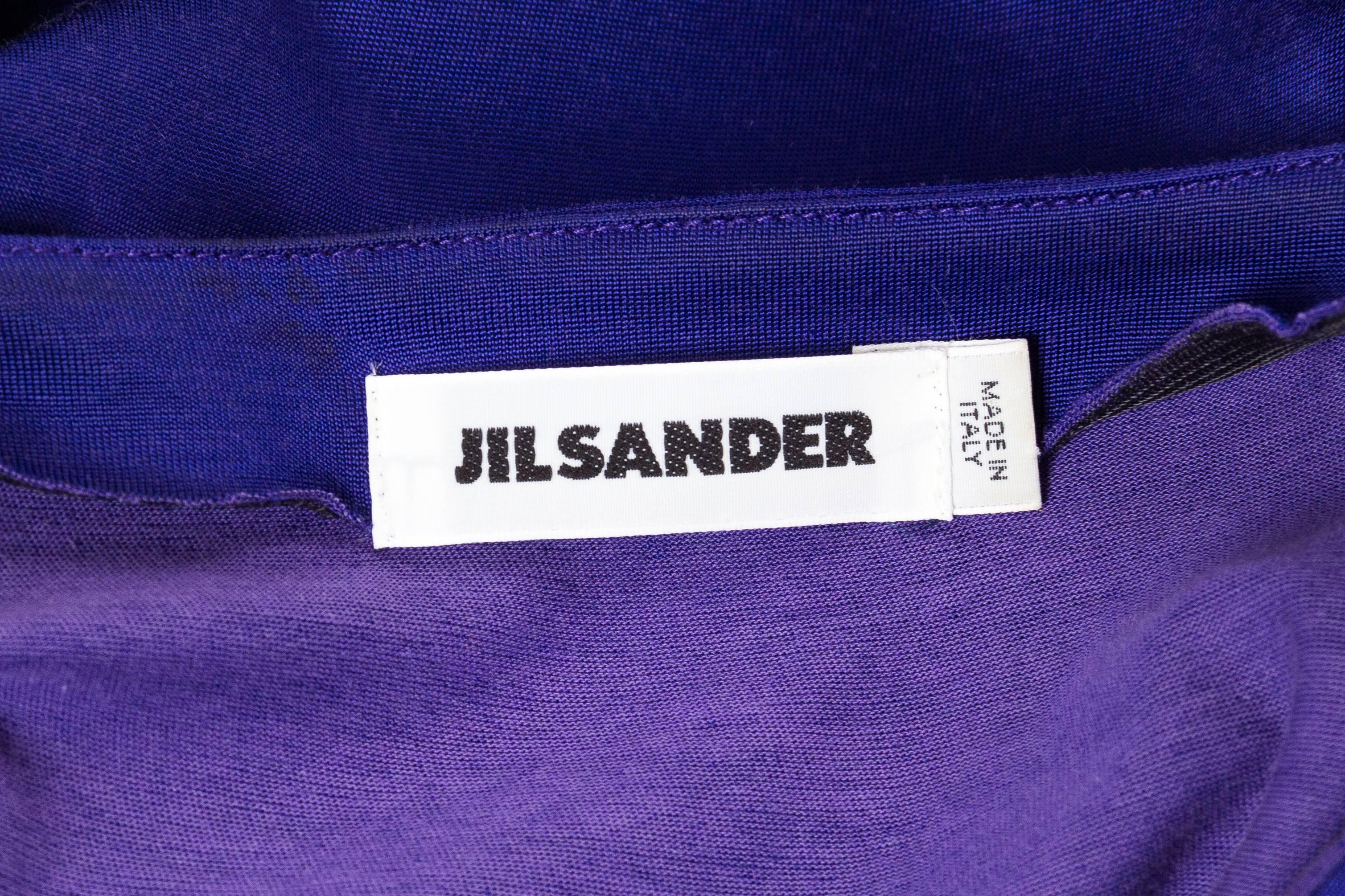 1990S JIL SANDER Sapphire Blue  Jersey Empire Waist Drawstring Dress 6
