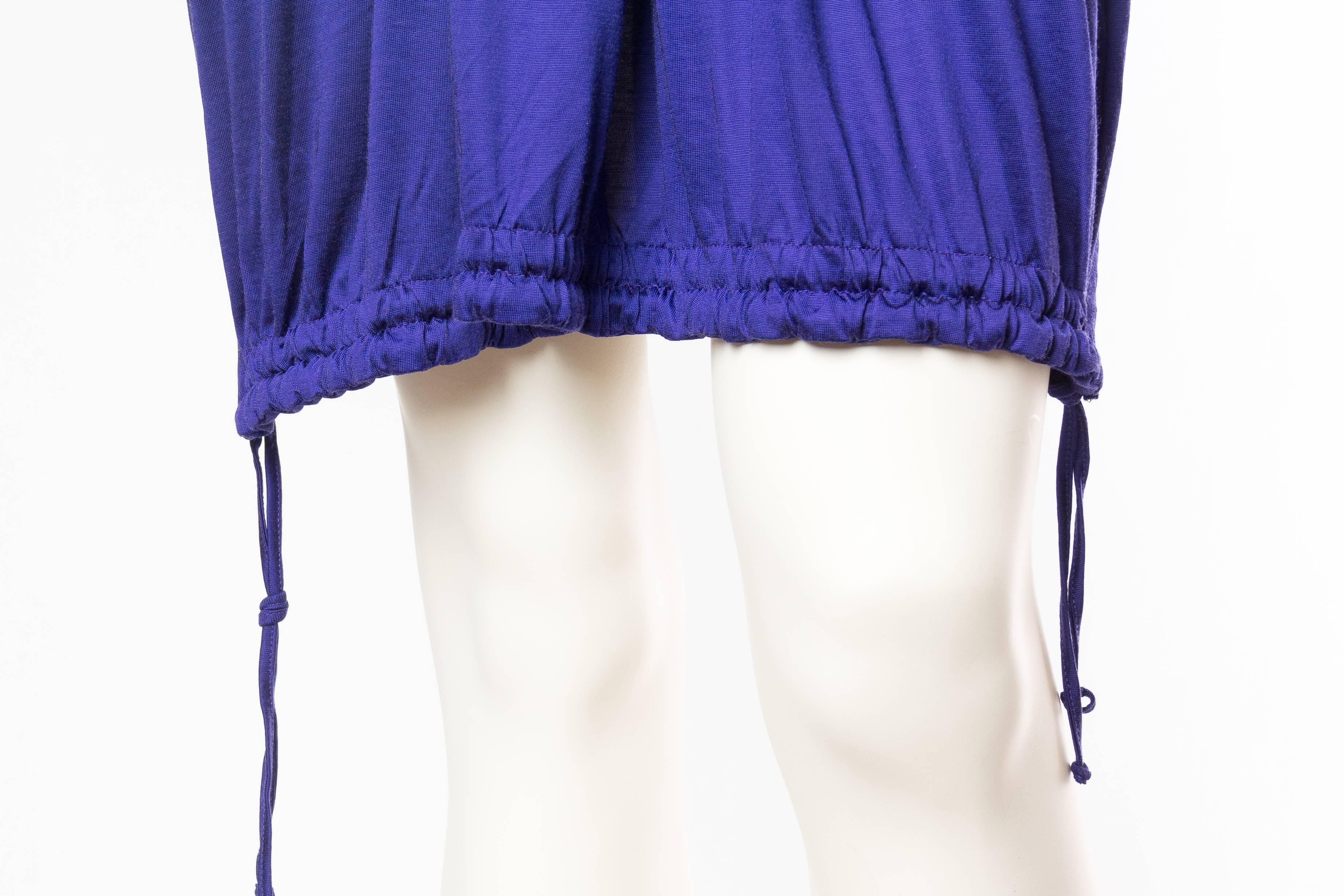 1990S JIL SANDER Sapphire Blue  Jersey Empire Waist Drawstring Dress 5