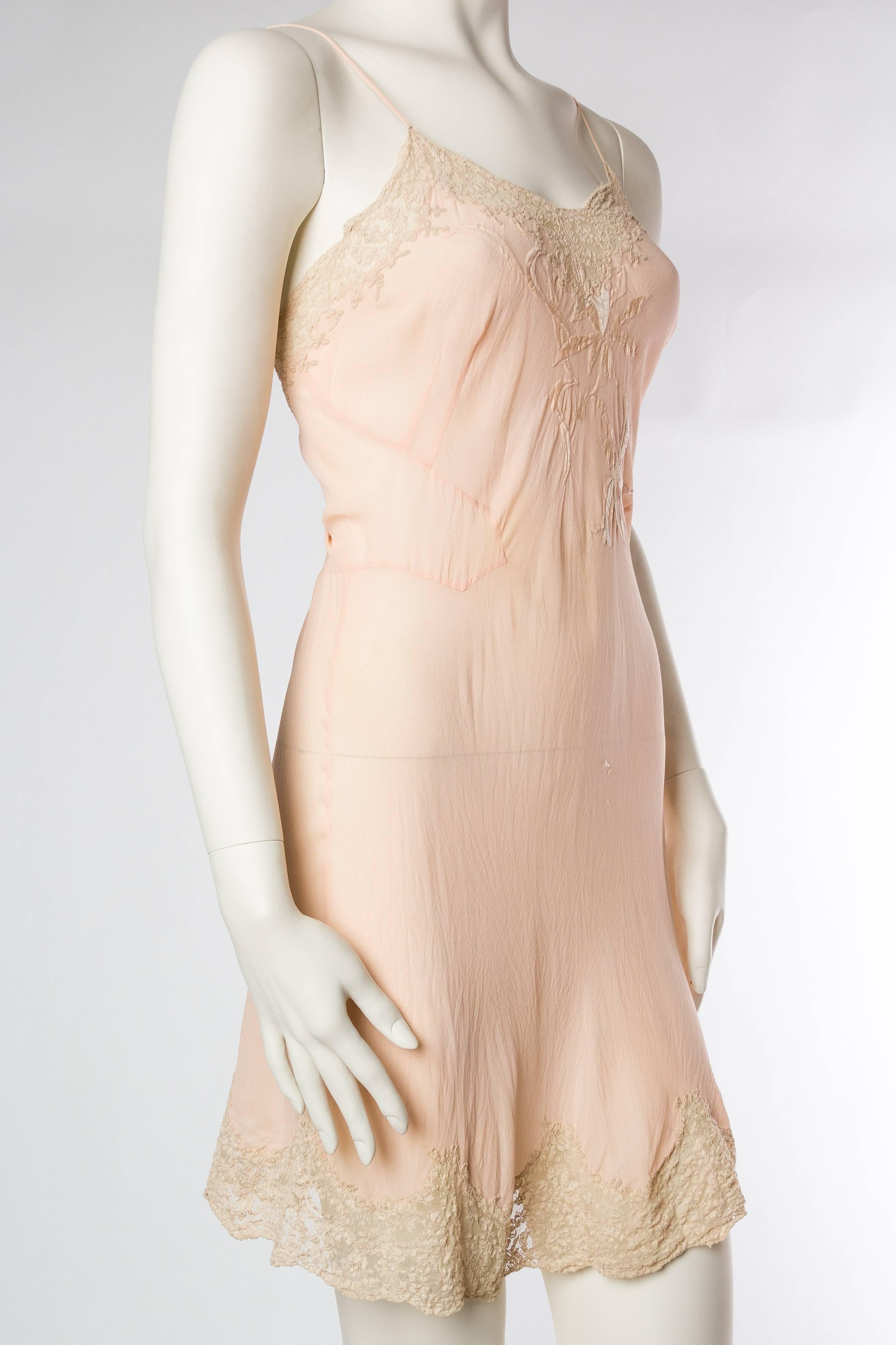 Beige Rare Antique Couture Slip Dress