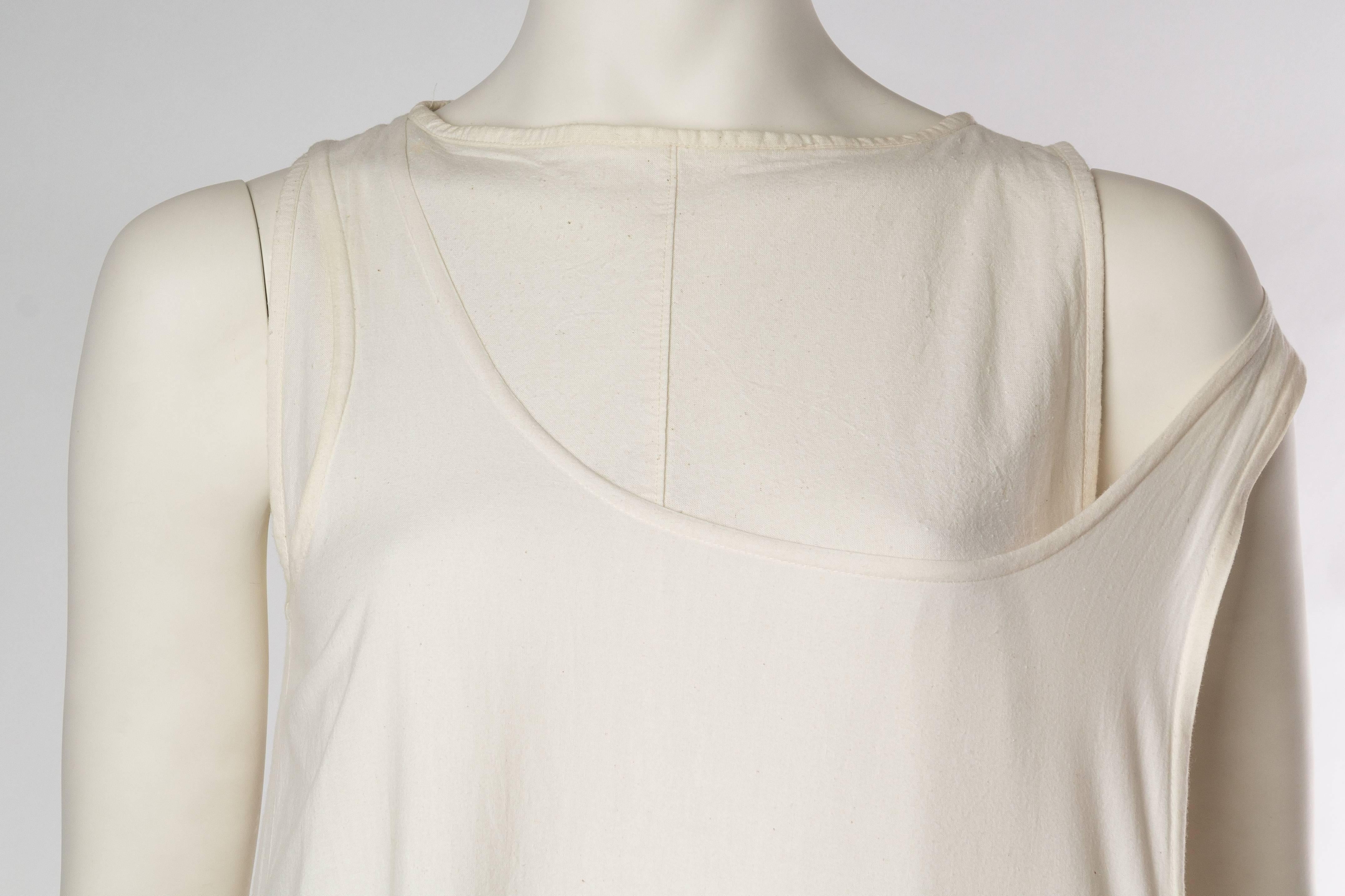 1990S COMME DES GARCONS Cream Cotton Minimalist Two Piece Dress For Sale 2