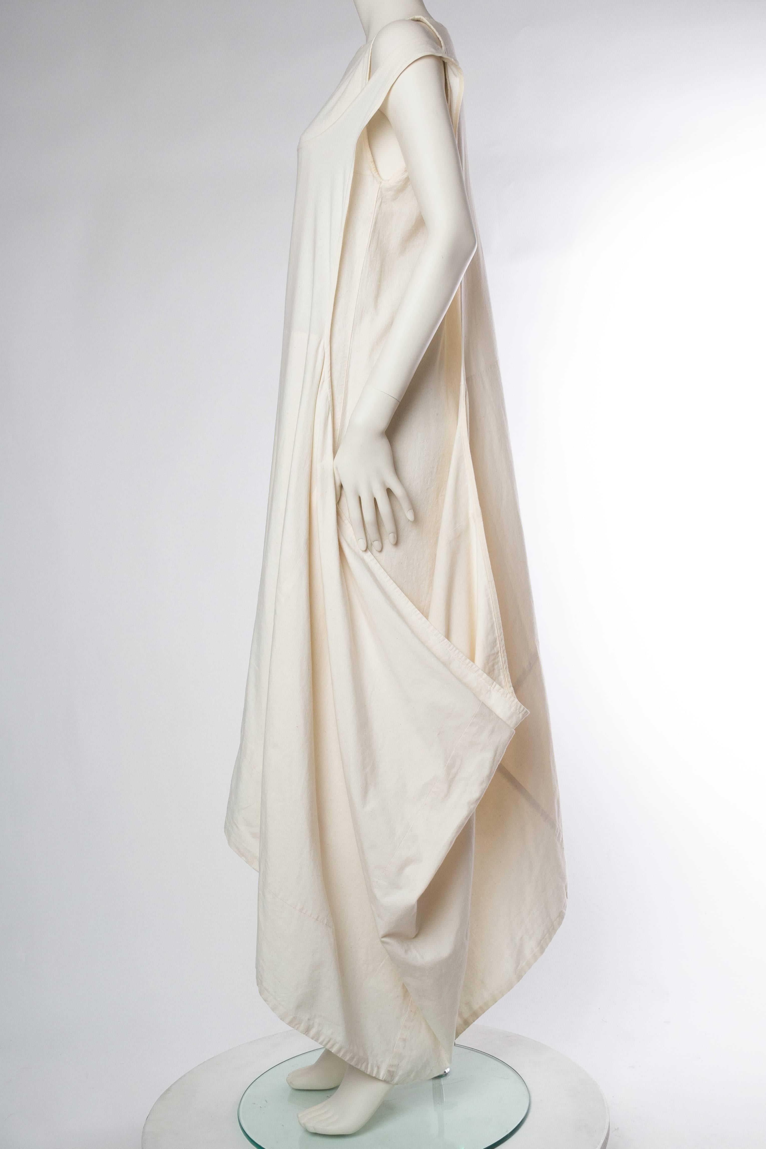 Women's 1990S COMME DES GARCONS Cream Cotton Minimalist Two Piece Dress For Sale