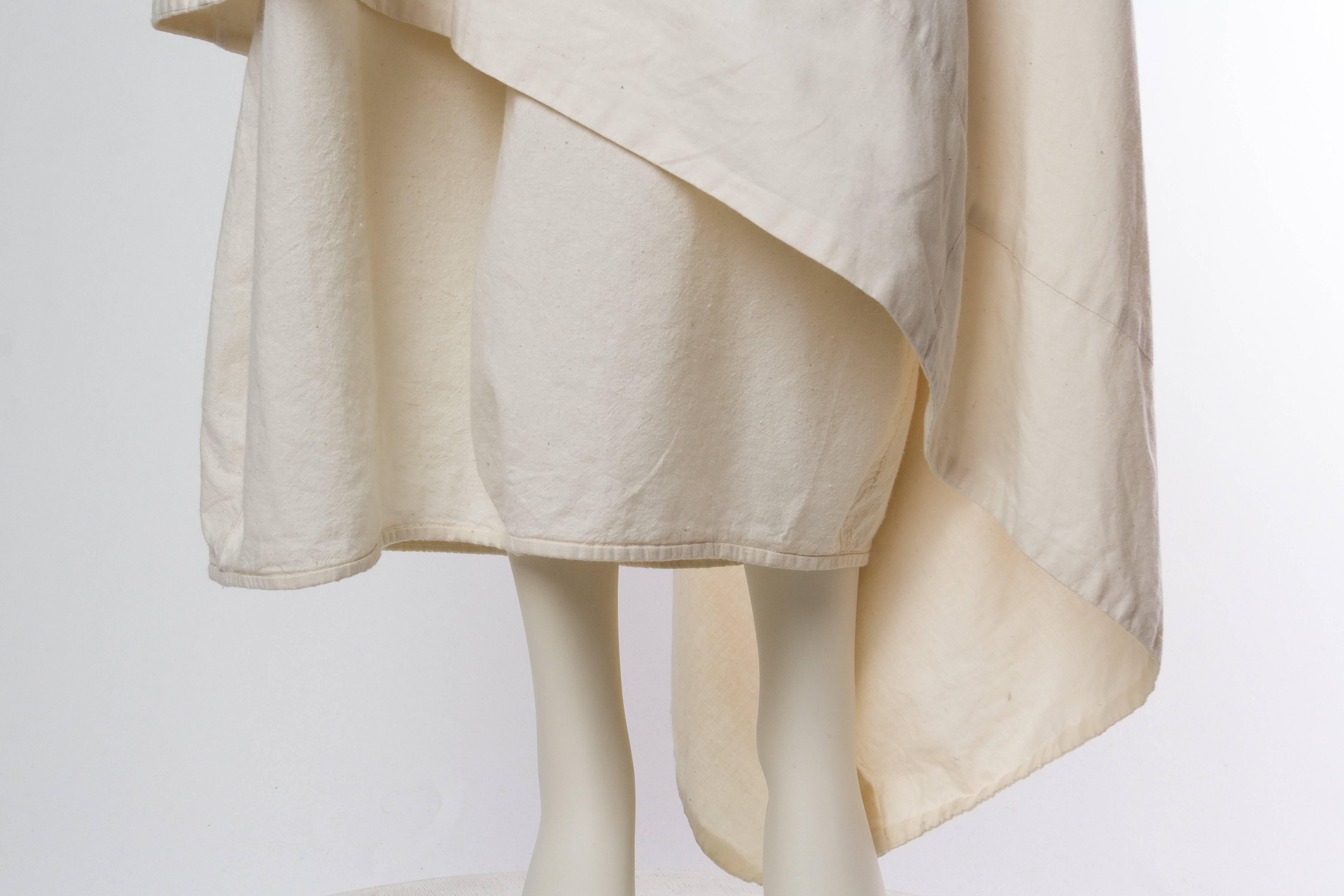 1990S COMME DES GARCONS Cream Cotton Minimalist Two Piece Dress For Sale 3
