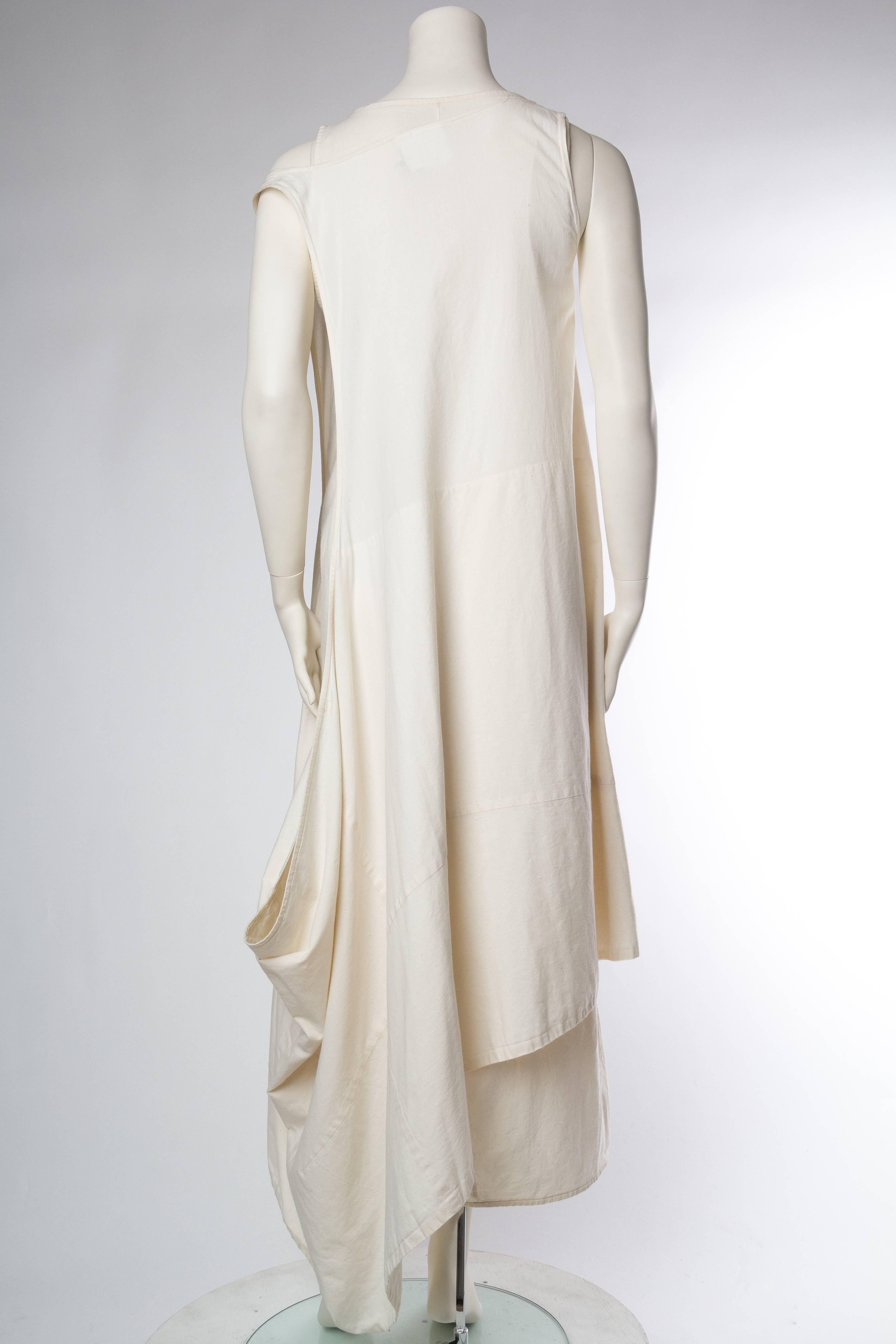 1990S COMME DES GARCONS Cream Cotton Minimalist Two Piece Dress For Sale 1