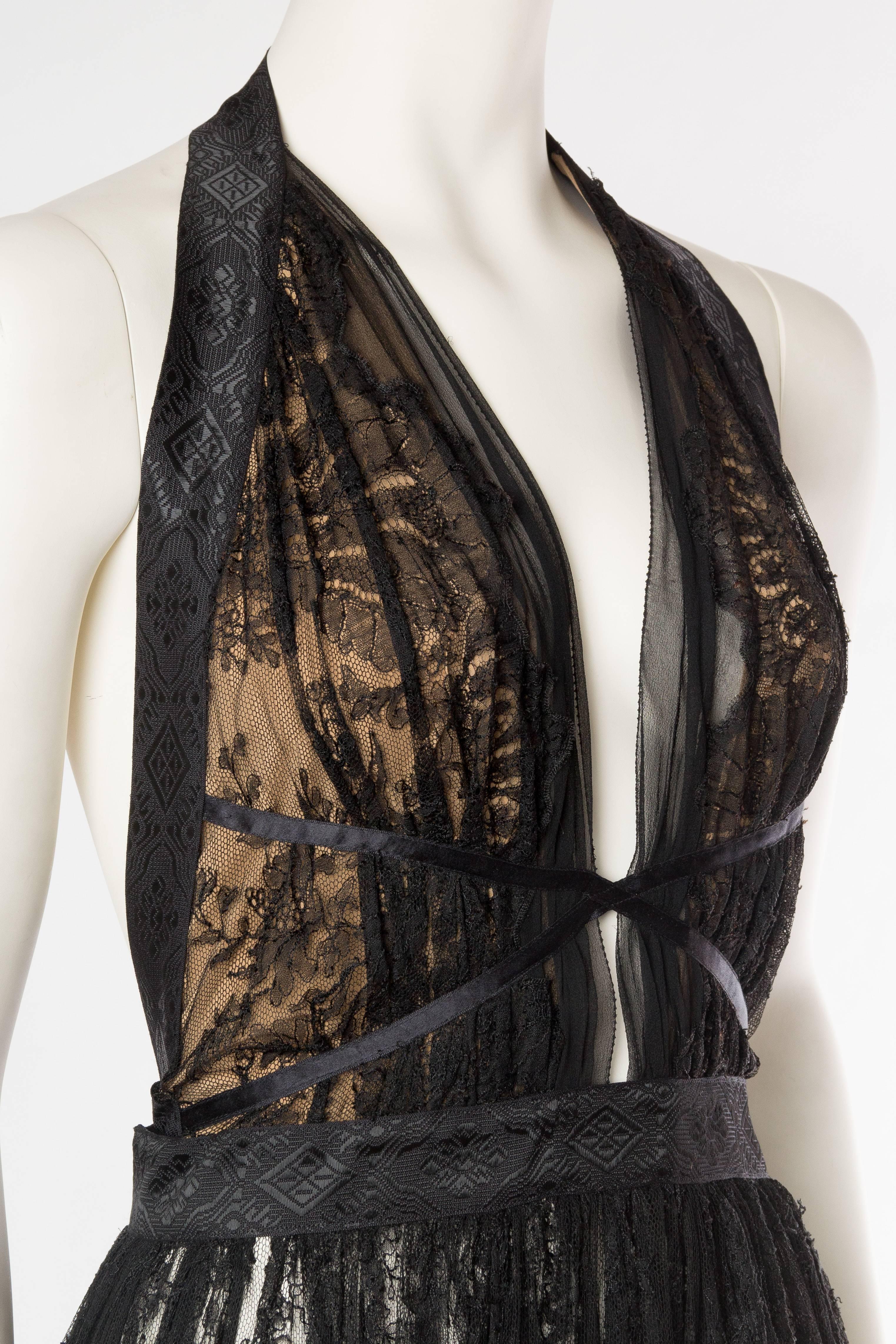 Women's Sheer Backless Gown made from Victorian Silk Lace