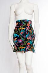 1960S Cotton Velveteen  Exotic Indian Printed Mini Skirt