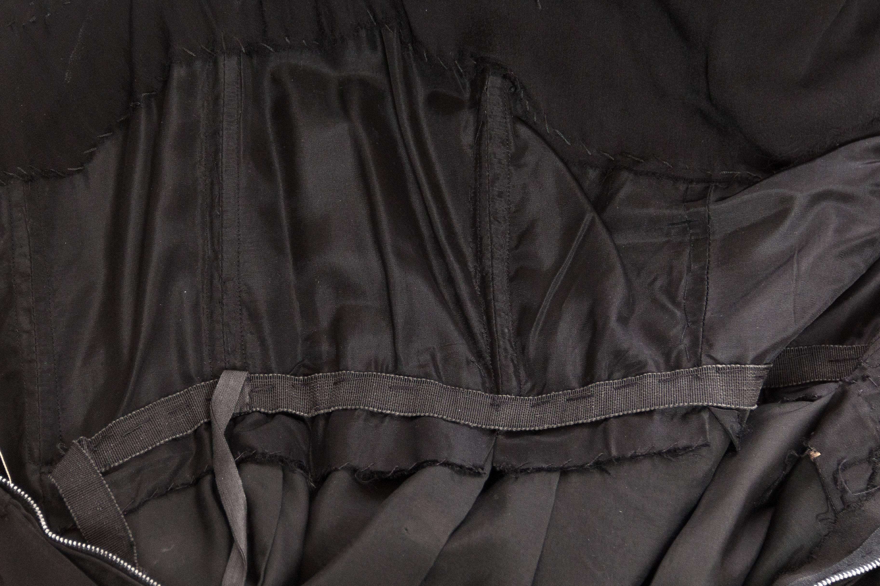 1950S CHRISTIAN DIOR Black Silk Chiffon Bow Front Peplum Cocktail Dress 5