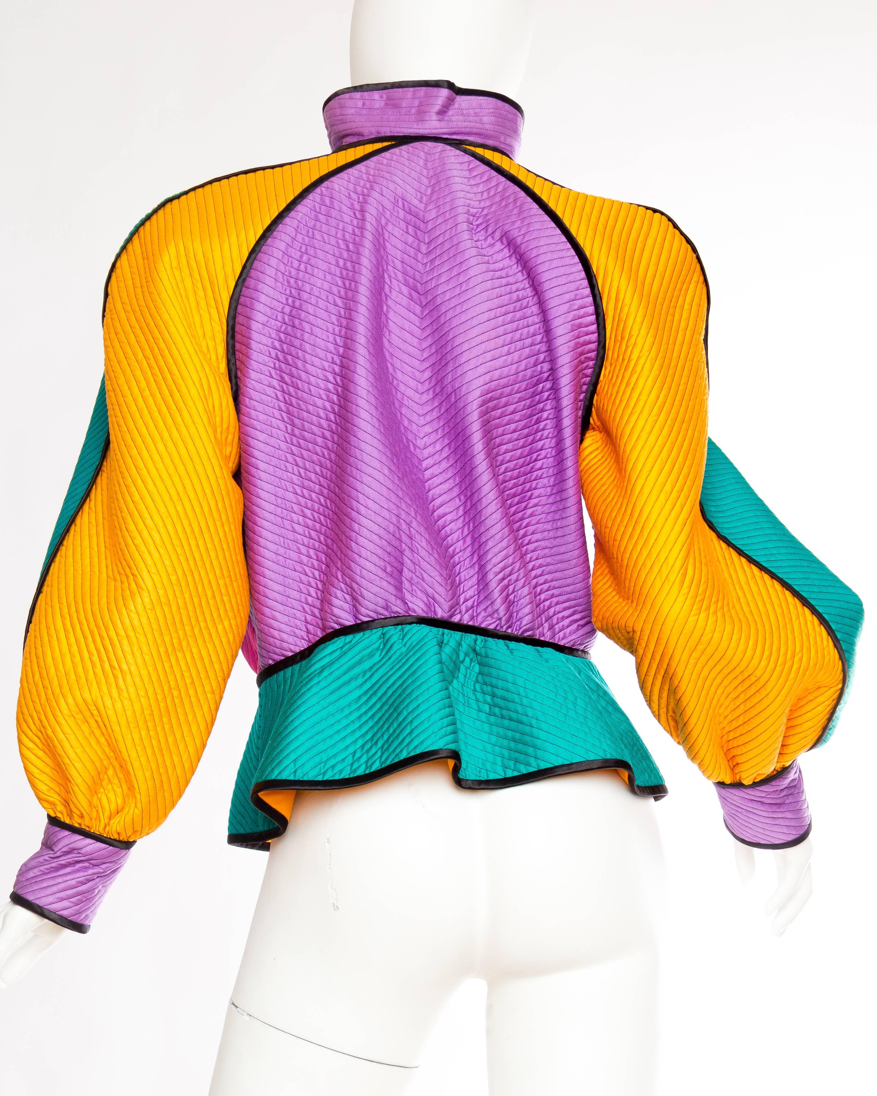Quilted Colour-Blocked Jacket from Stanley Korshak In Excellent Condition In New York, NY