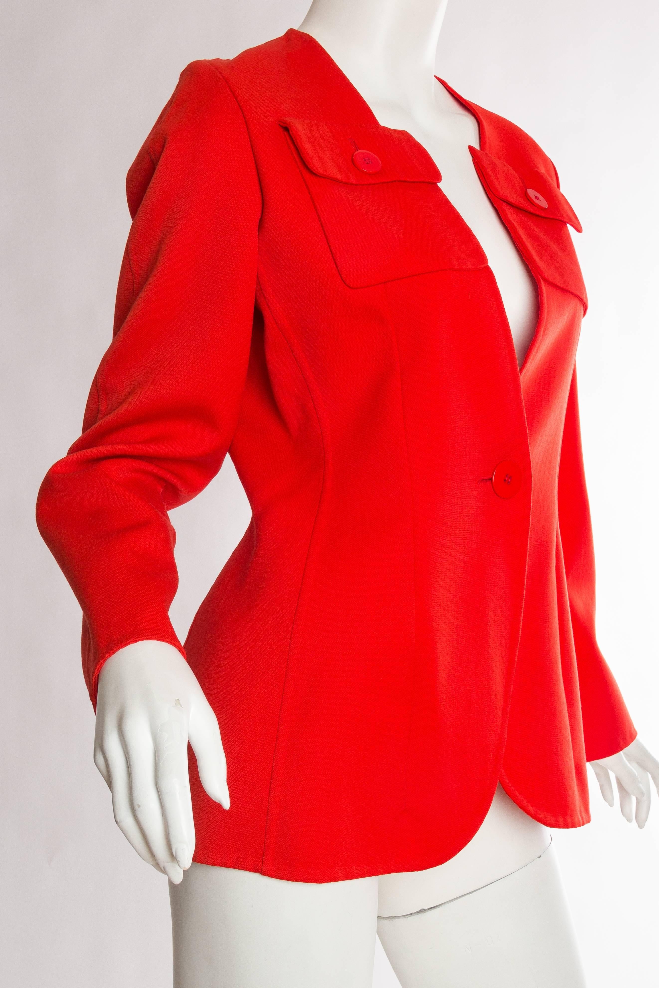 Women's 1990'S BILL BLASS Persimmon Red Wool Jacket For Bergdorf Goodman