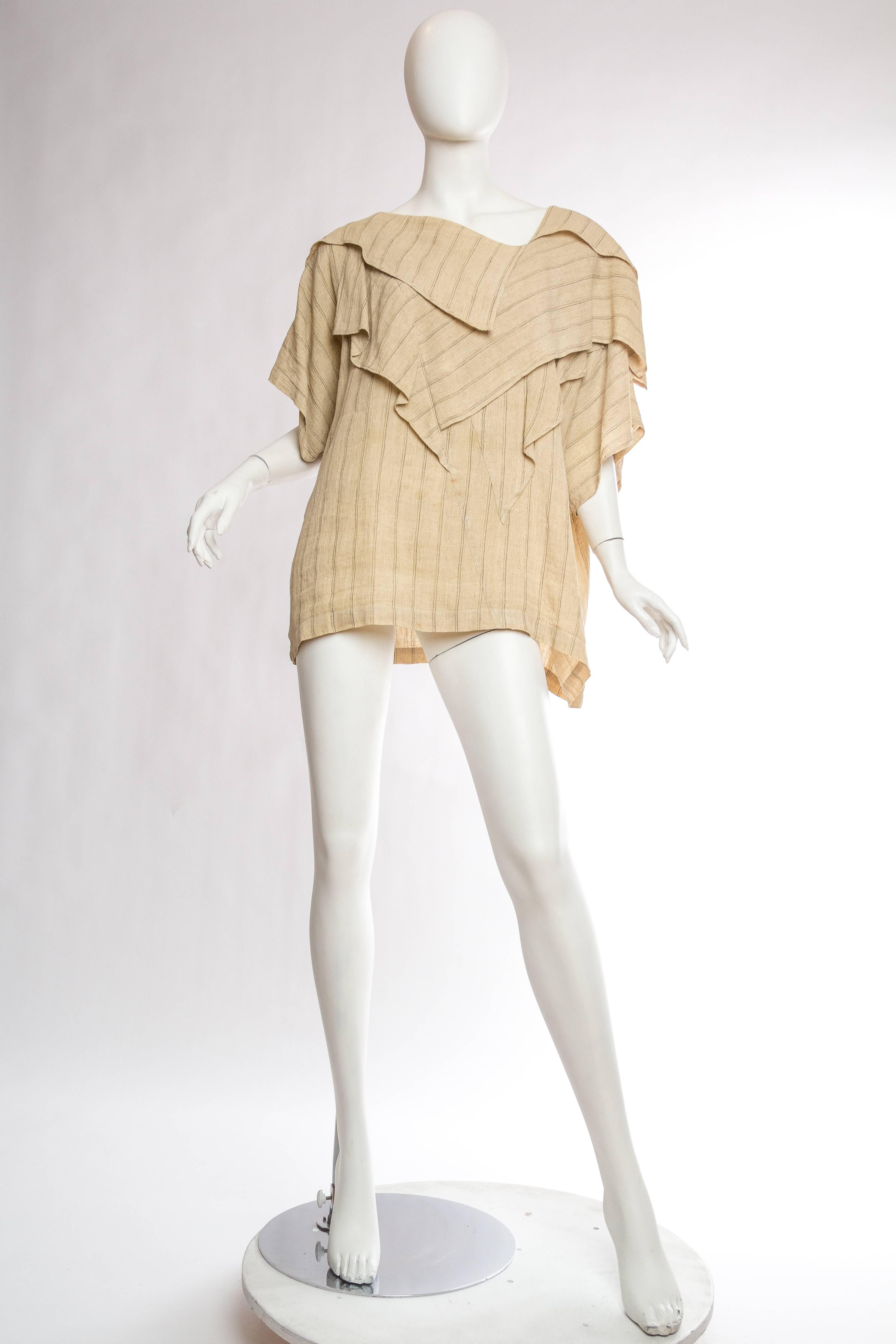 Beige Early Issey Miyake Linen Top