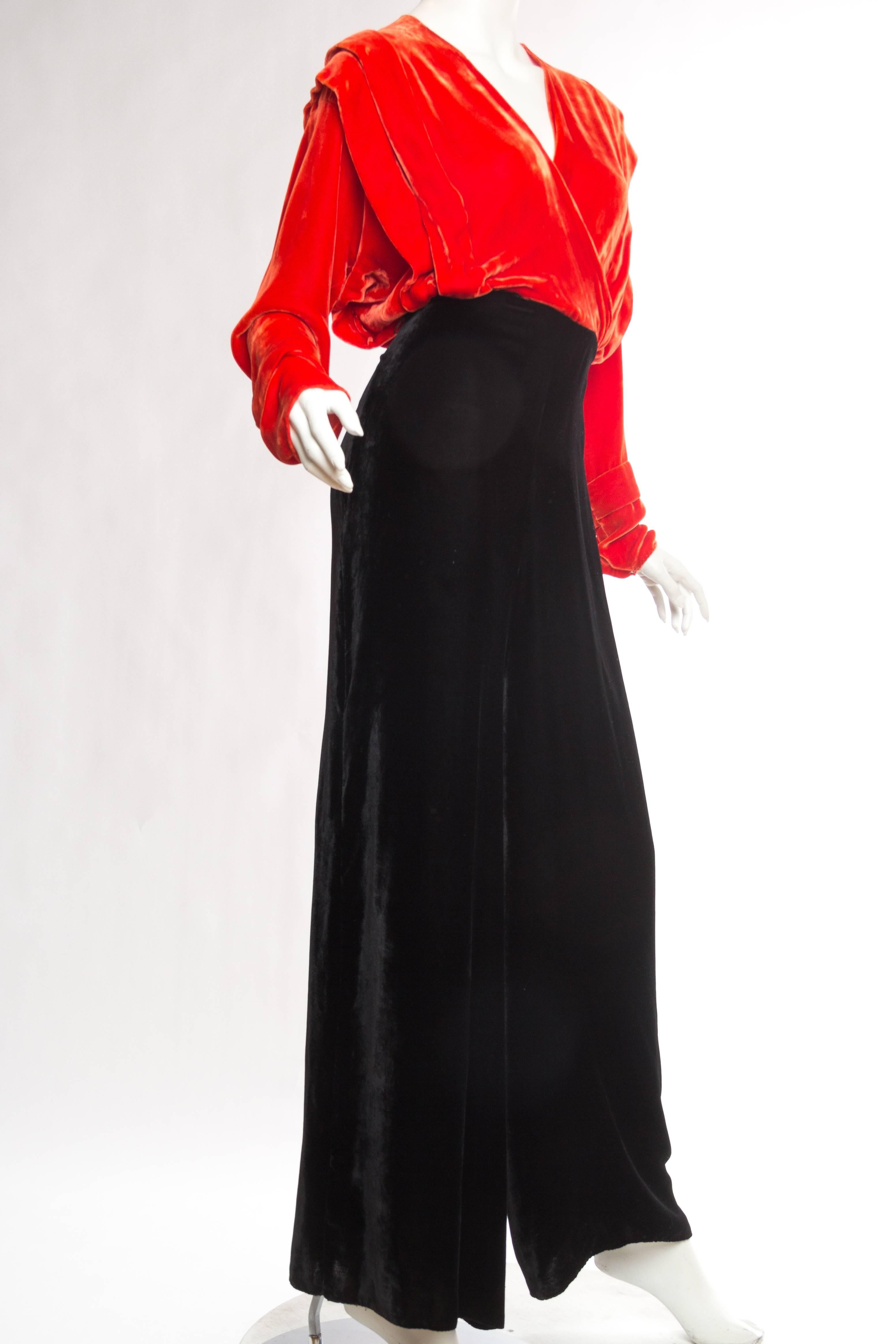 Black 1930s Silk Velvet Jumpsuit