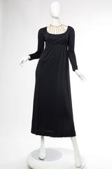Sexy Late 1960s Jersey Gown with Gold Chain Neckline