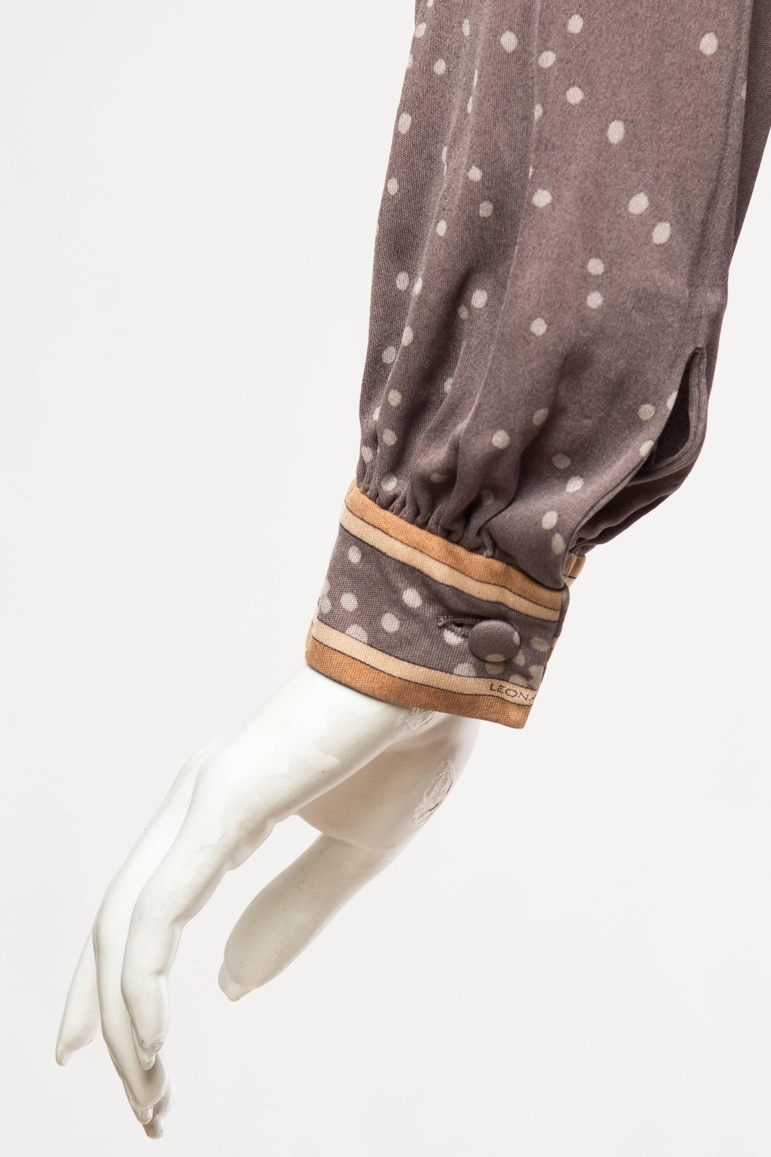 1970S LEONARD Style Dove Grey Printed Silk Jersey Dress 3