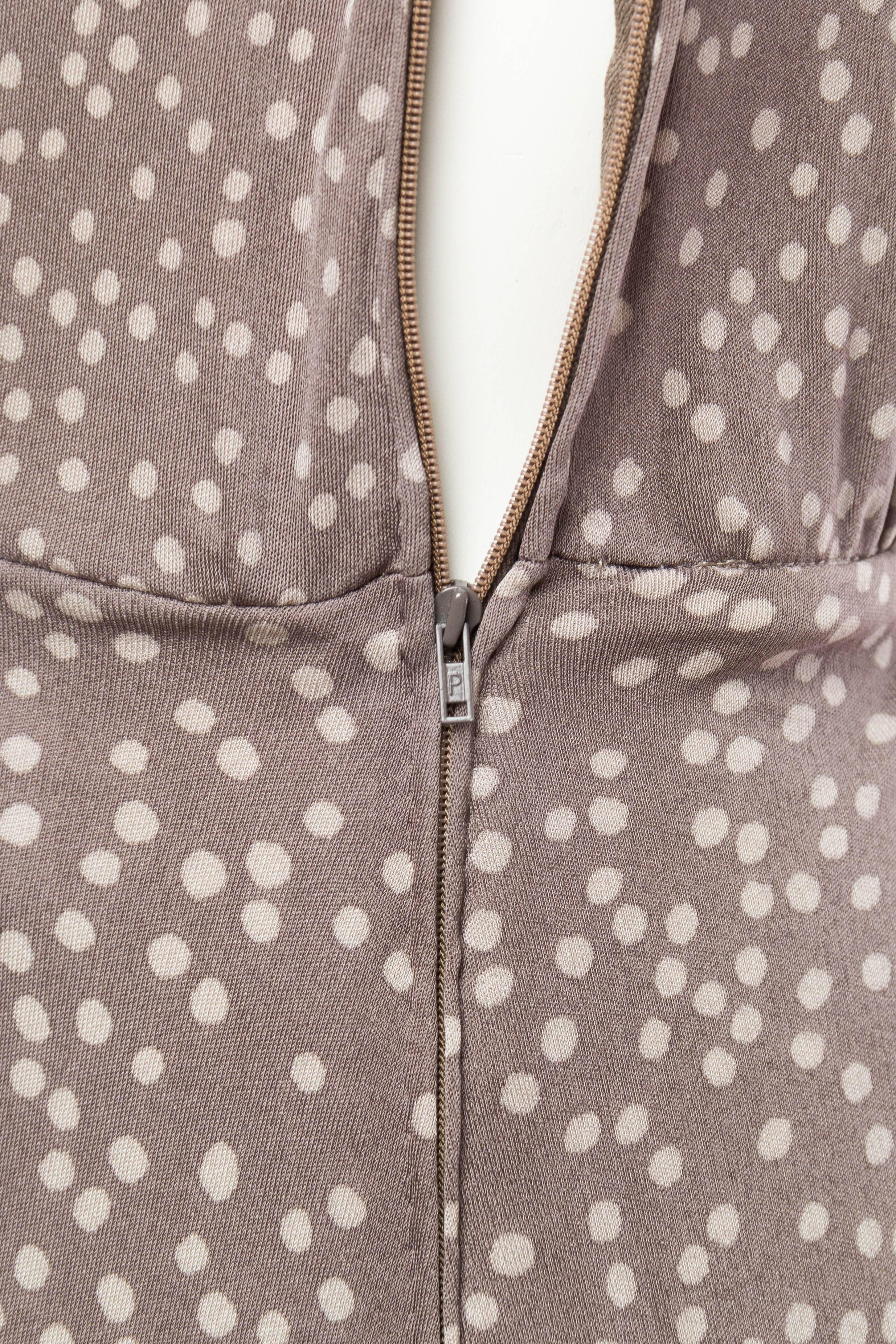 1970S LEONARD Style Dove Grey Printed Silk Jersey Dress 5