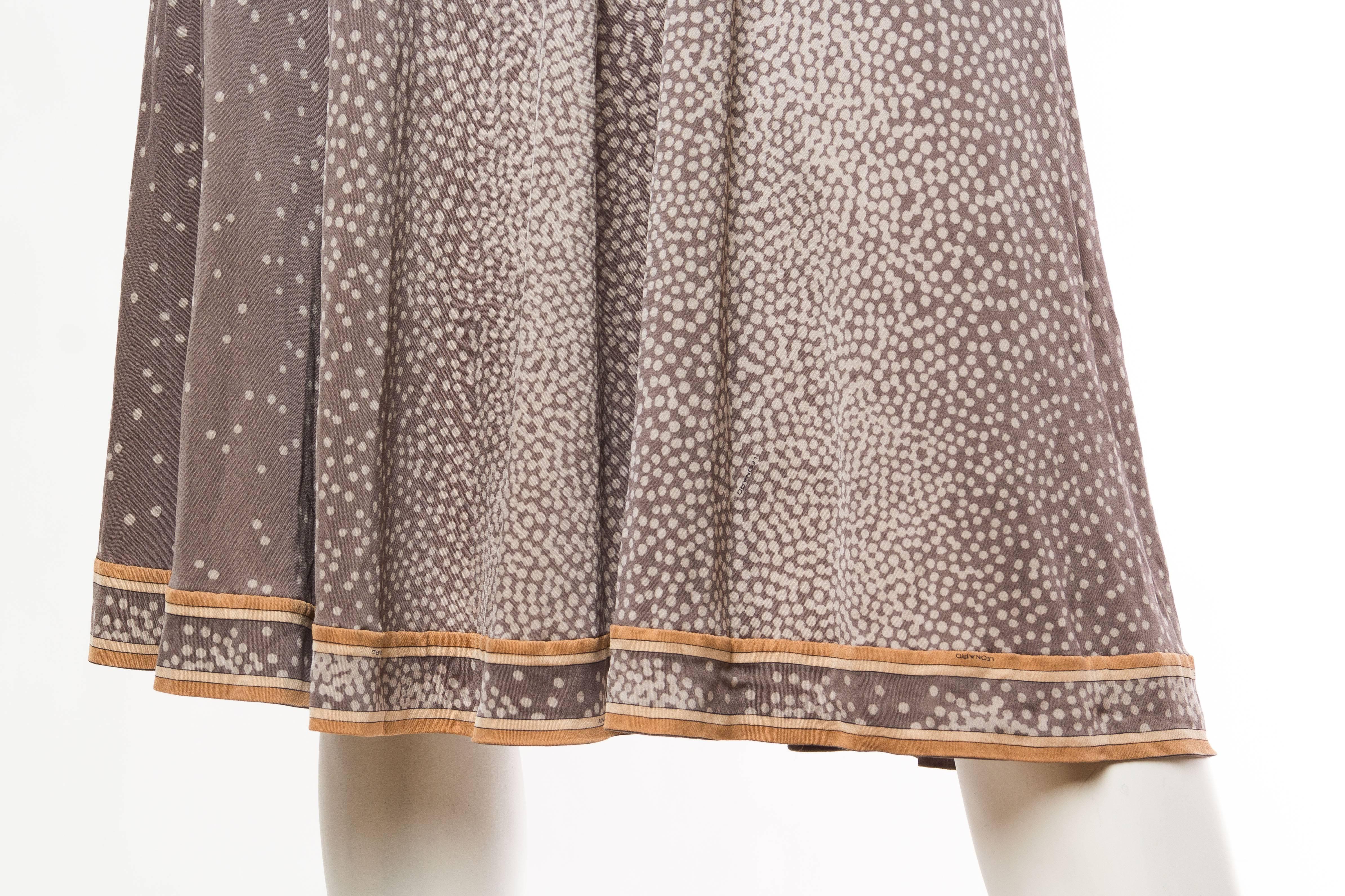 1970S LEONARD Style Dove Grey Printed Silk Jersey Dress 2