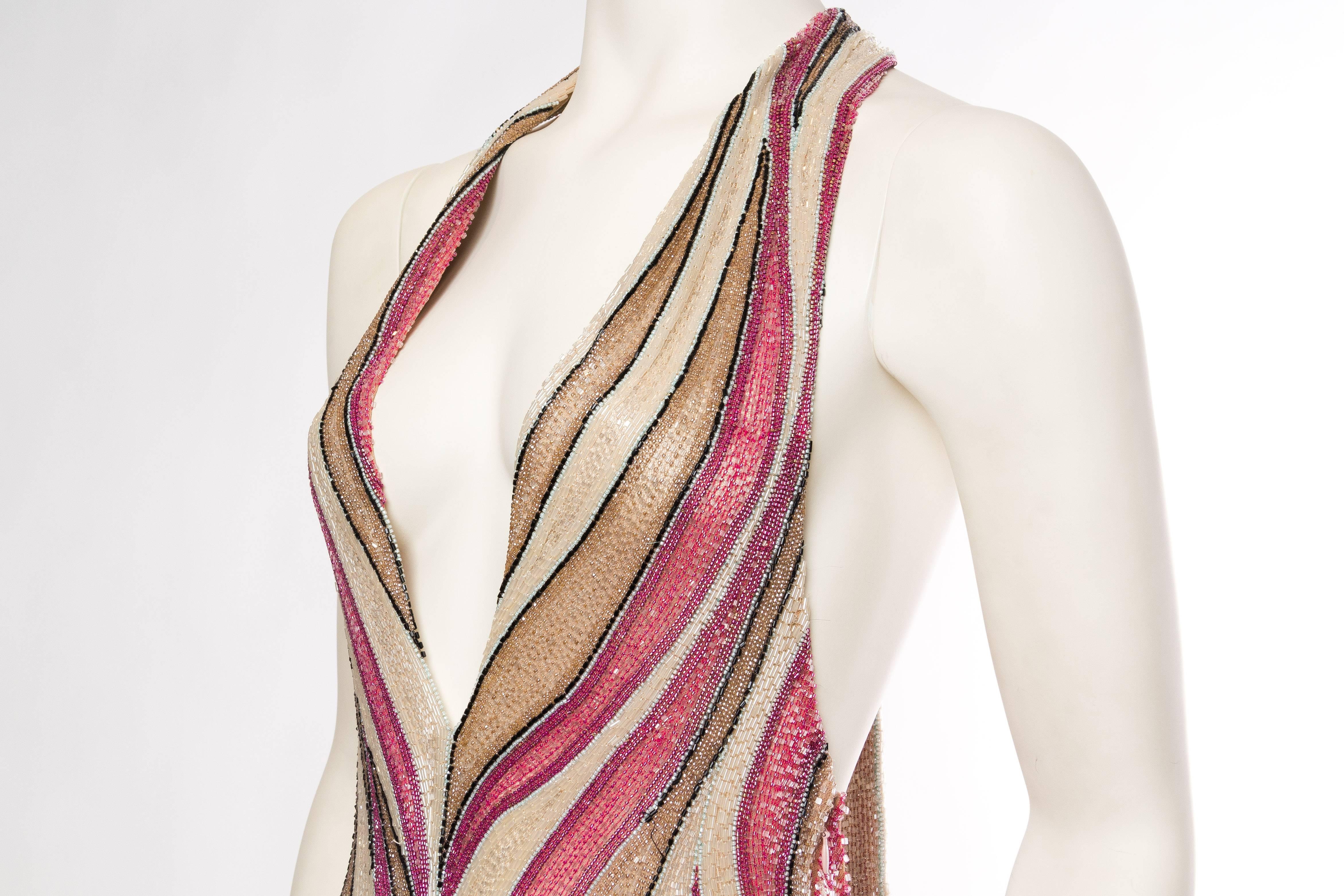 Jaw Dropping Gianni Versace Runway Backless Beaded Net Gown, Fall 2000 1