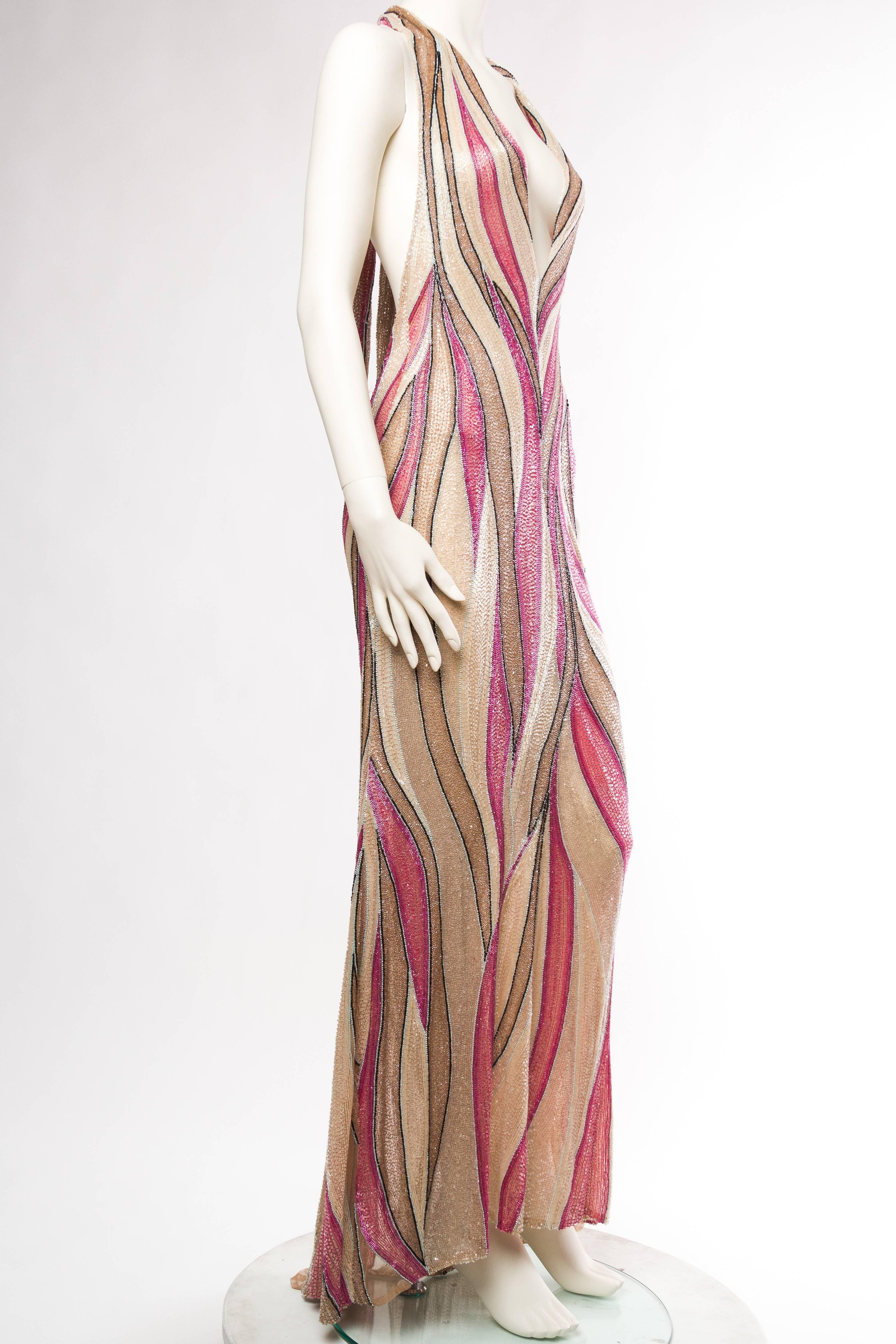 Jaw Dropping Gianni Versace Runway Backless Beaded Net Gown, Fall 2000 In New Condition In New York, NY