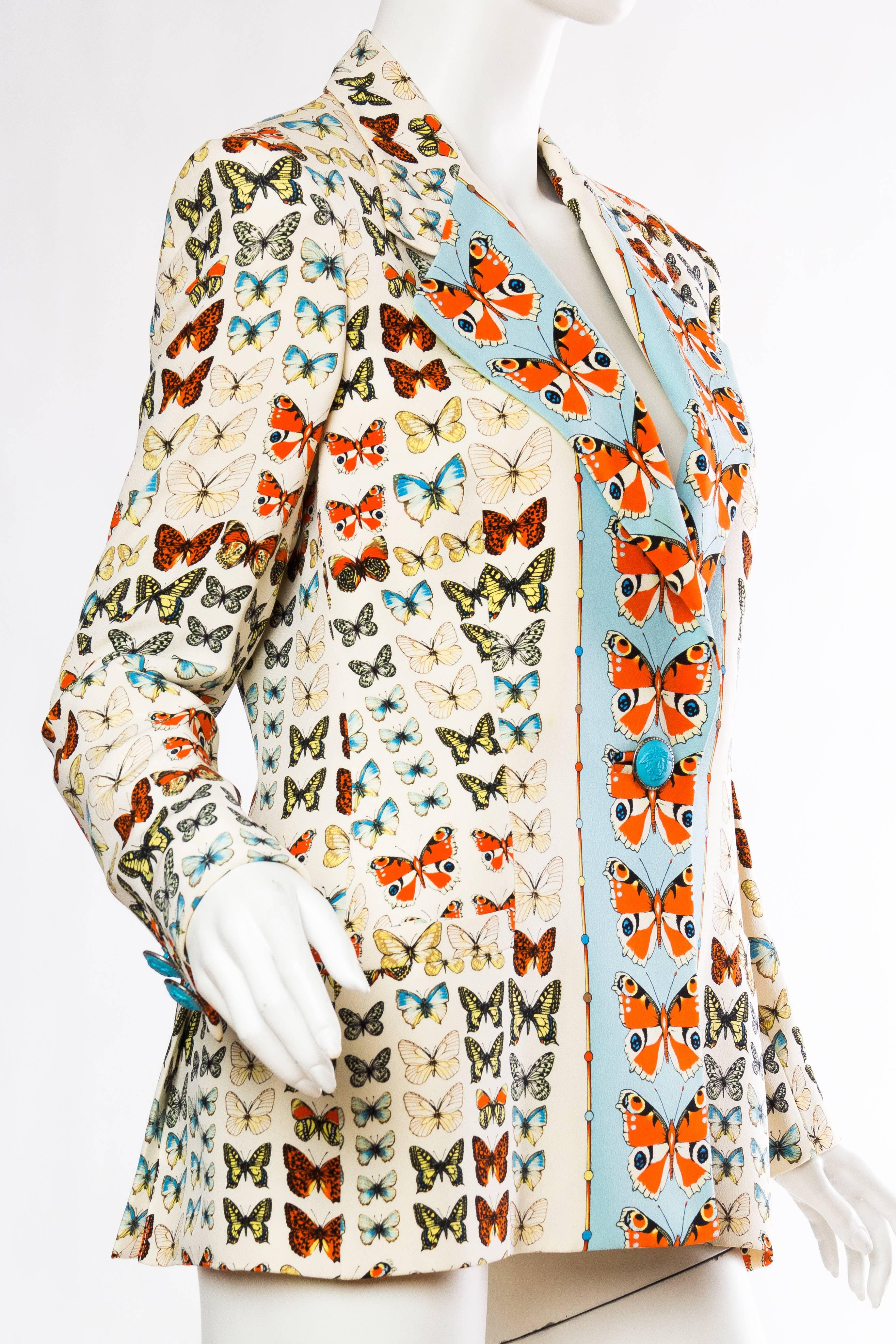 Gorgeous jacket in the iconic Versace butterfly print famously seen on the cover of Vogue. 