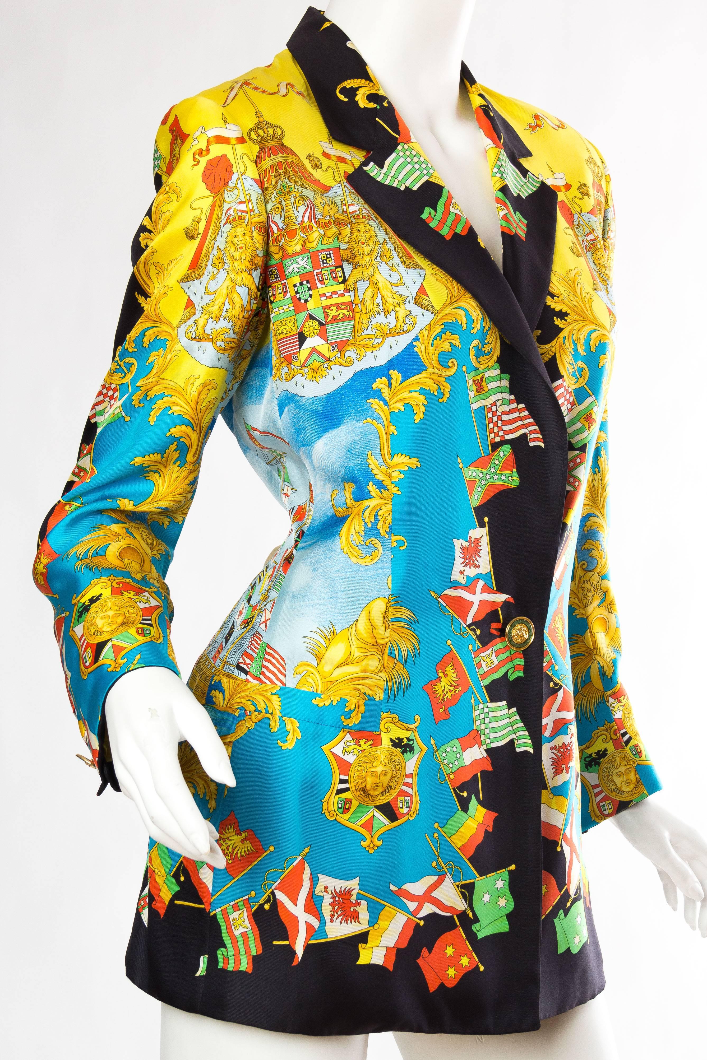 Beige Gianni Versace Couture Mediterranean Nautical Silk Jacket