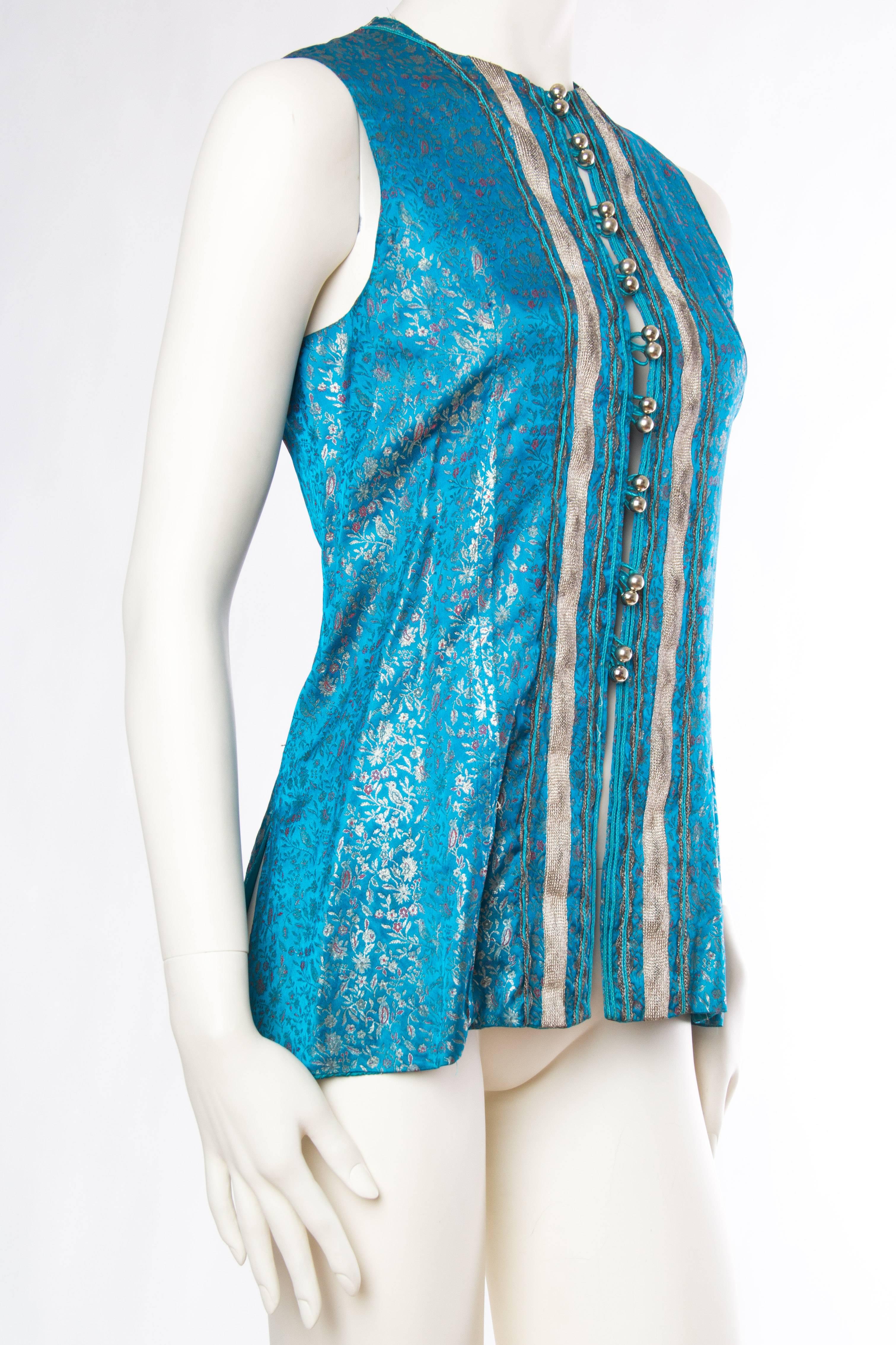 Thea Porter Silk Tunic with Silver Braid In Excellent Condition In New York, NY