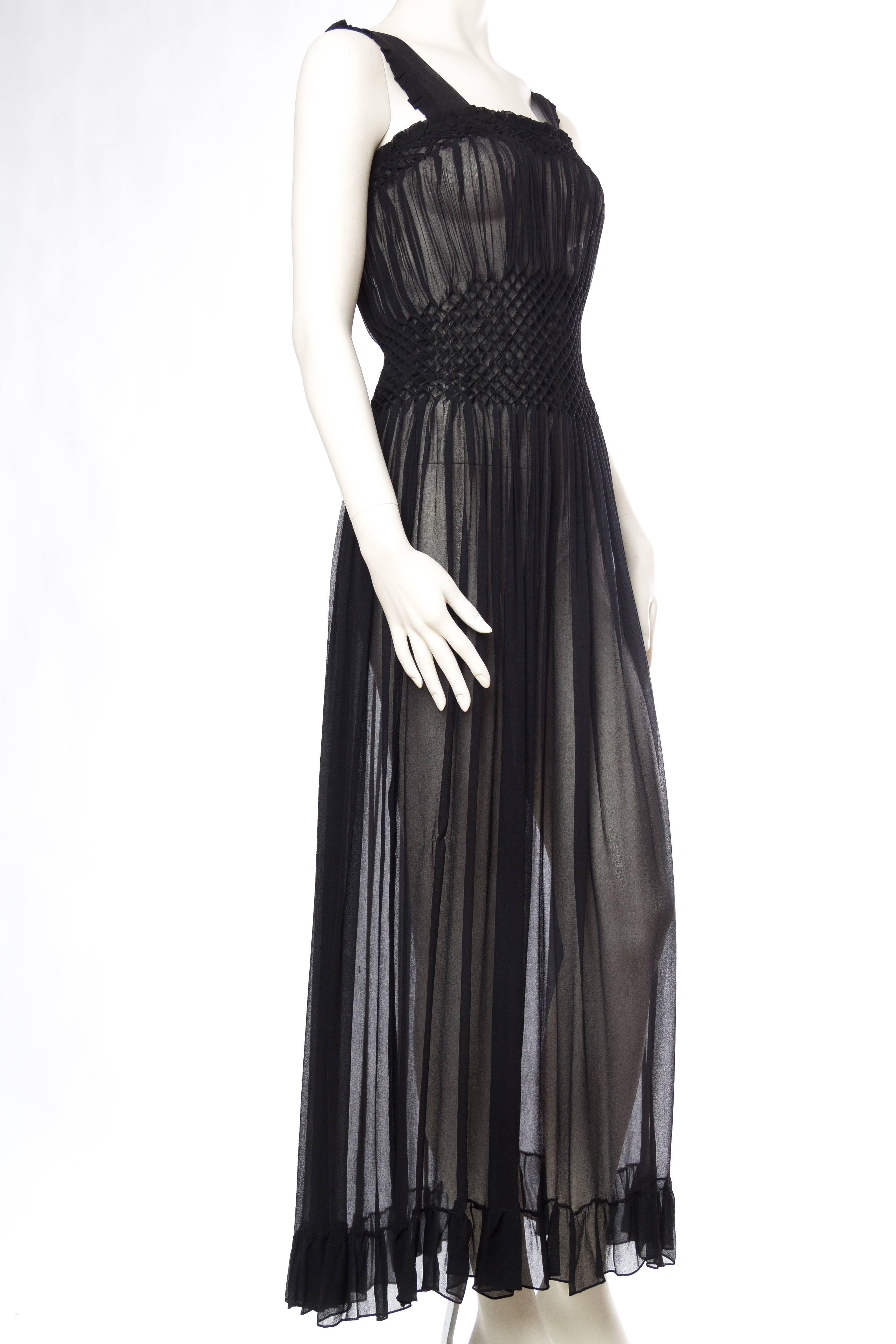 1940s Sheer Chiffon Negligee with Couture Detailing In Excellent Condition In New York, NY