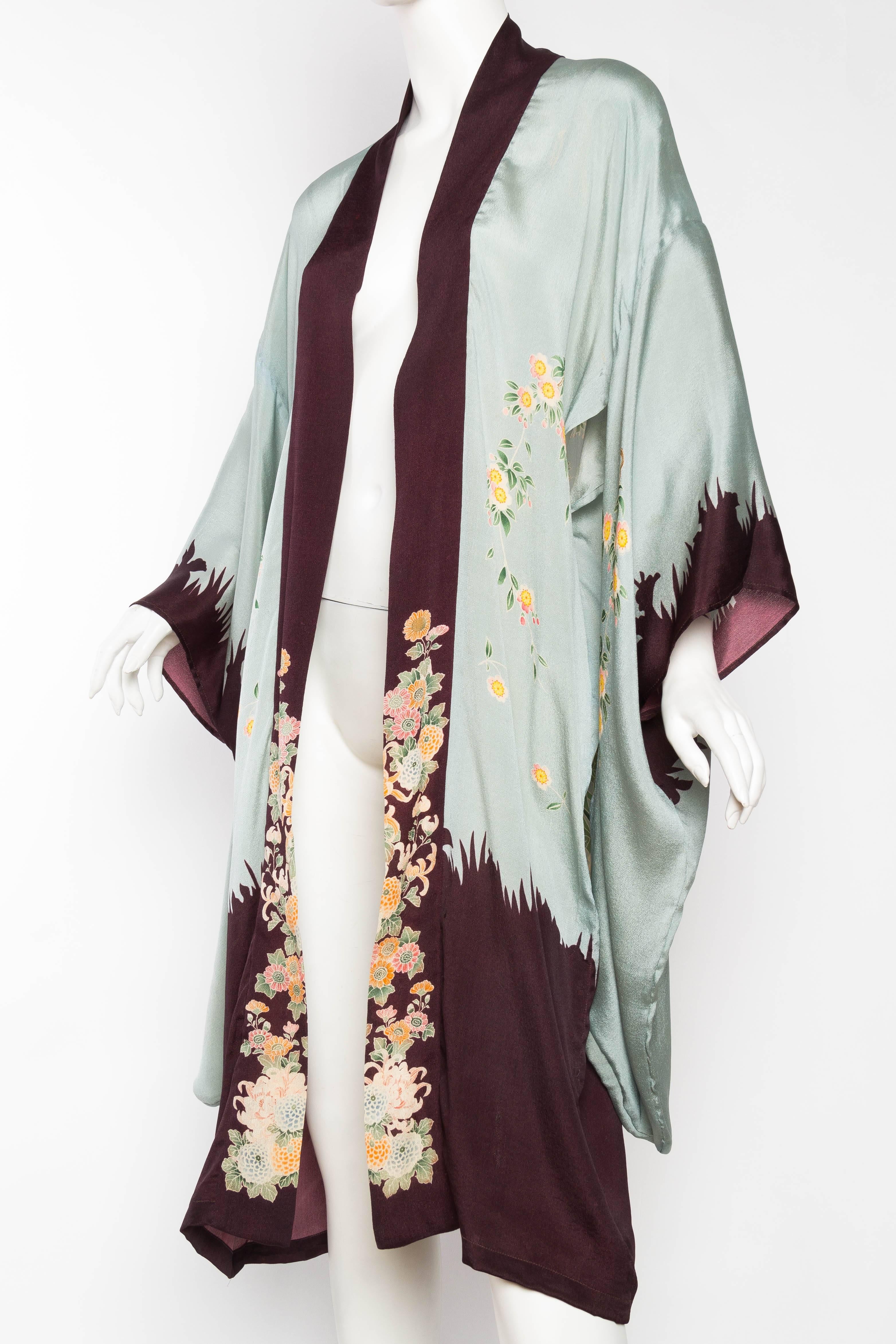 Women's 1920s Printed Silk Kimono