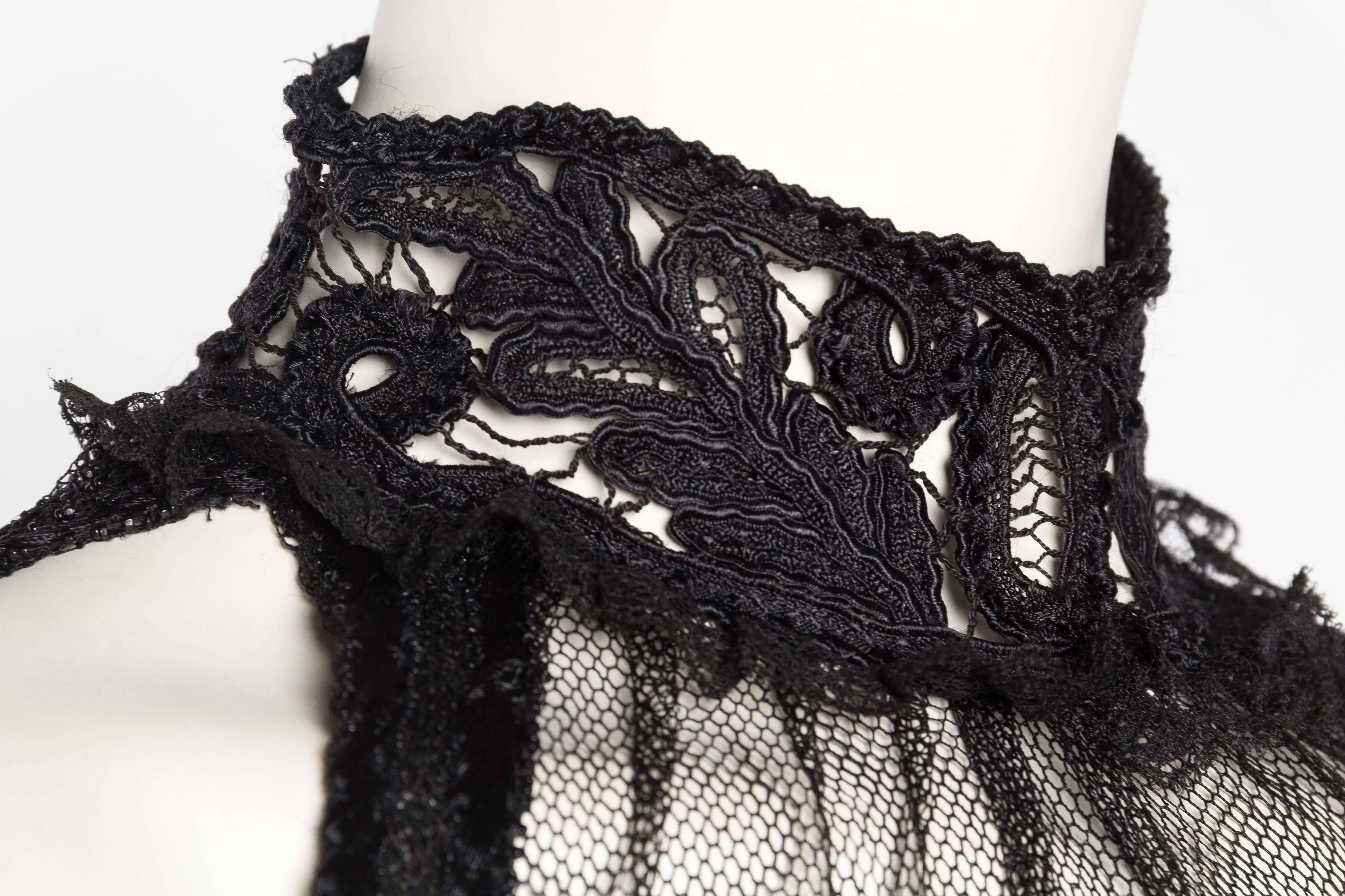 Sheer Mini Dress Made from Hand Embroidered Edwardian Net and antique Lace 2
