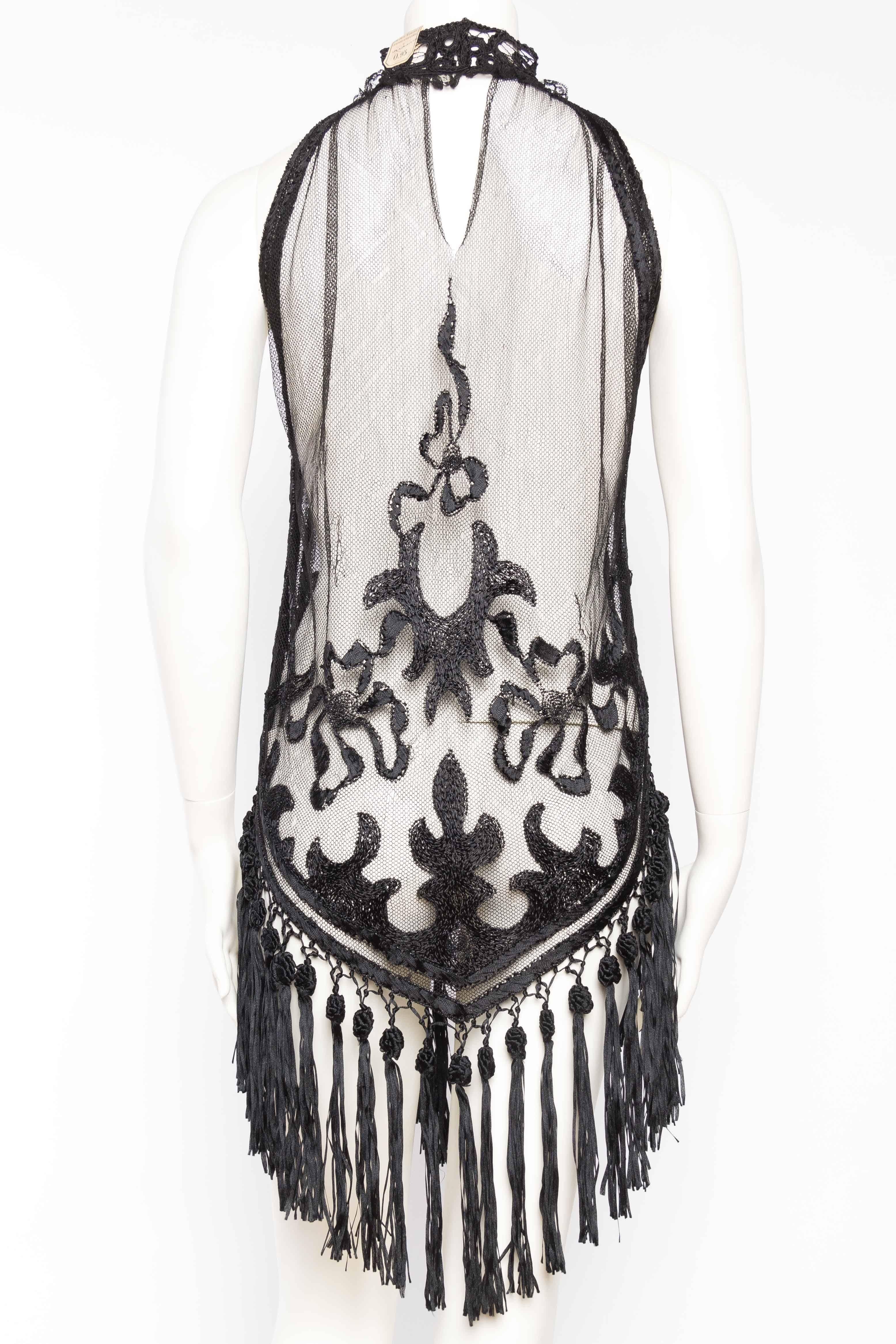 Sheer Mini Dress Made from Hand Embroidered Edwardian Net and antique Lace 1