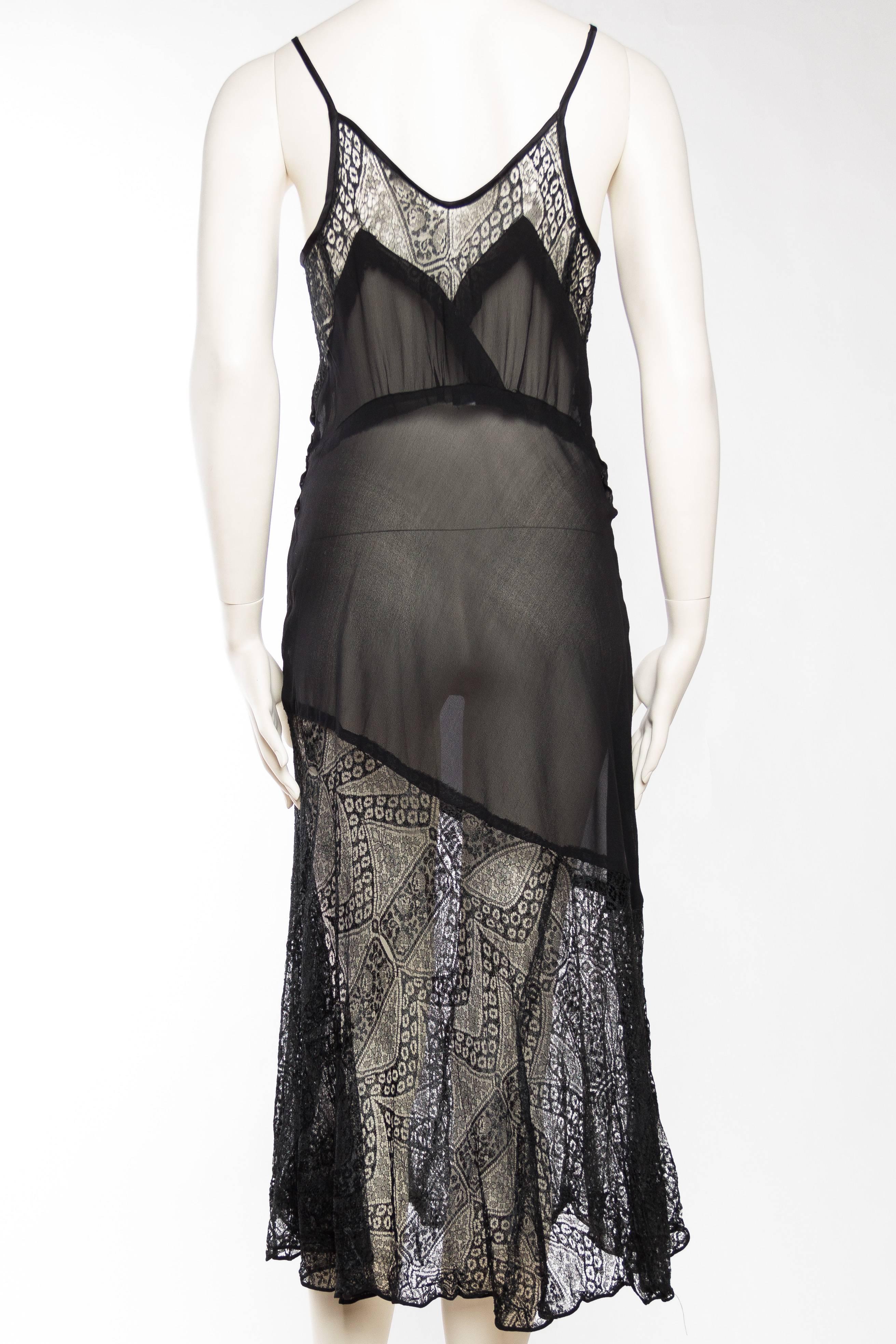Sheer Silk And Lace Lingerie Slip Dress In Excellent Condition In New York, NY