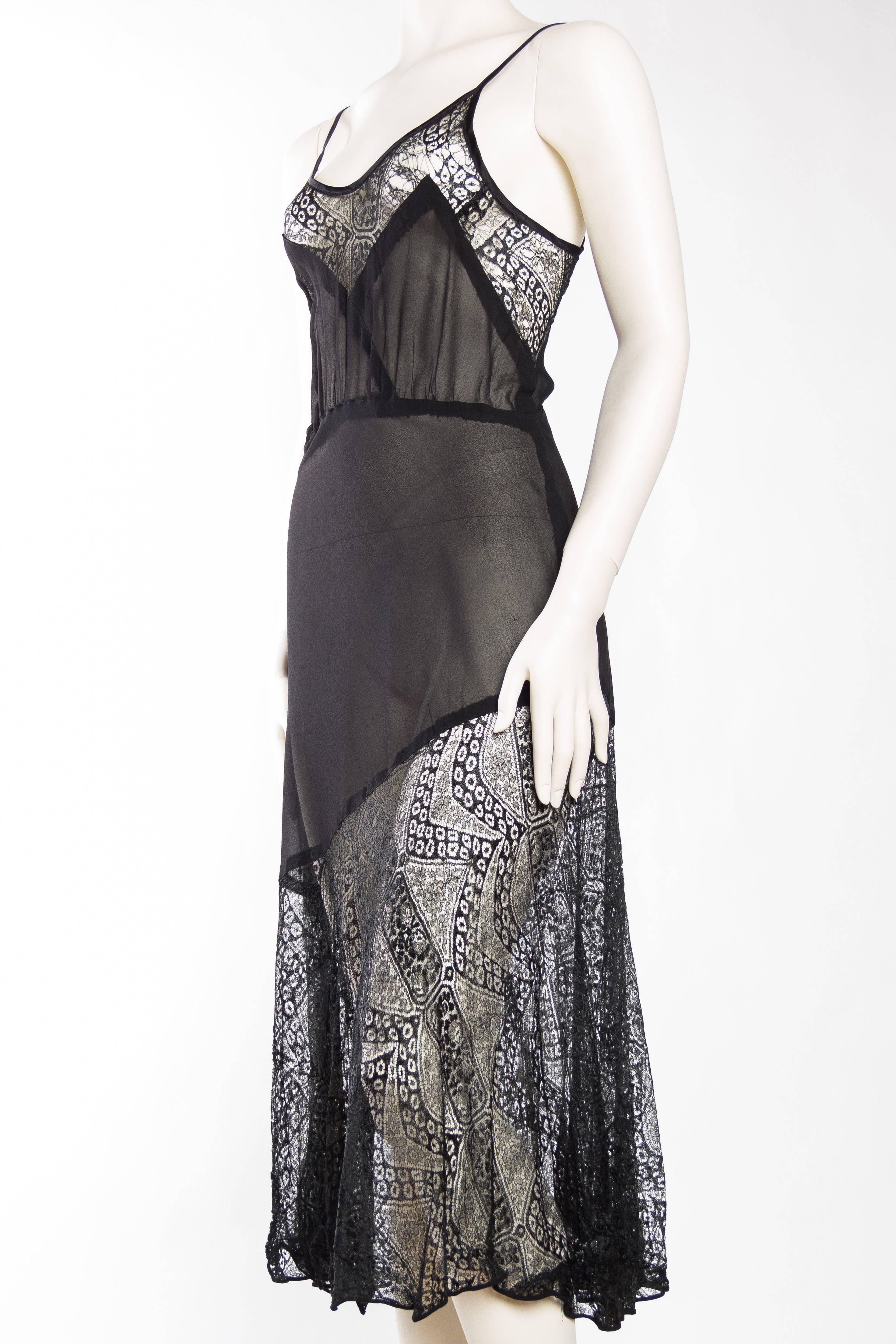 Black Sheer Silk And Lace Lingerie Slip Dress