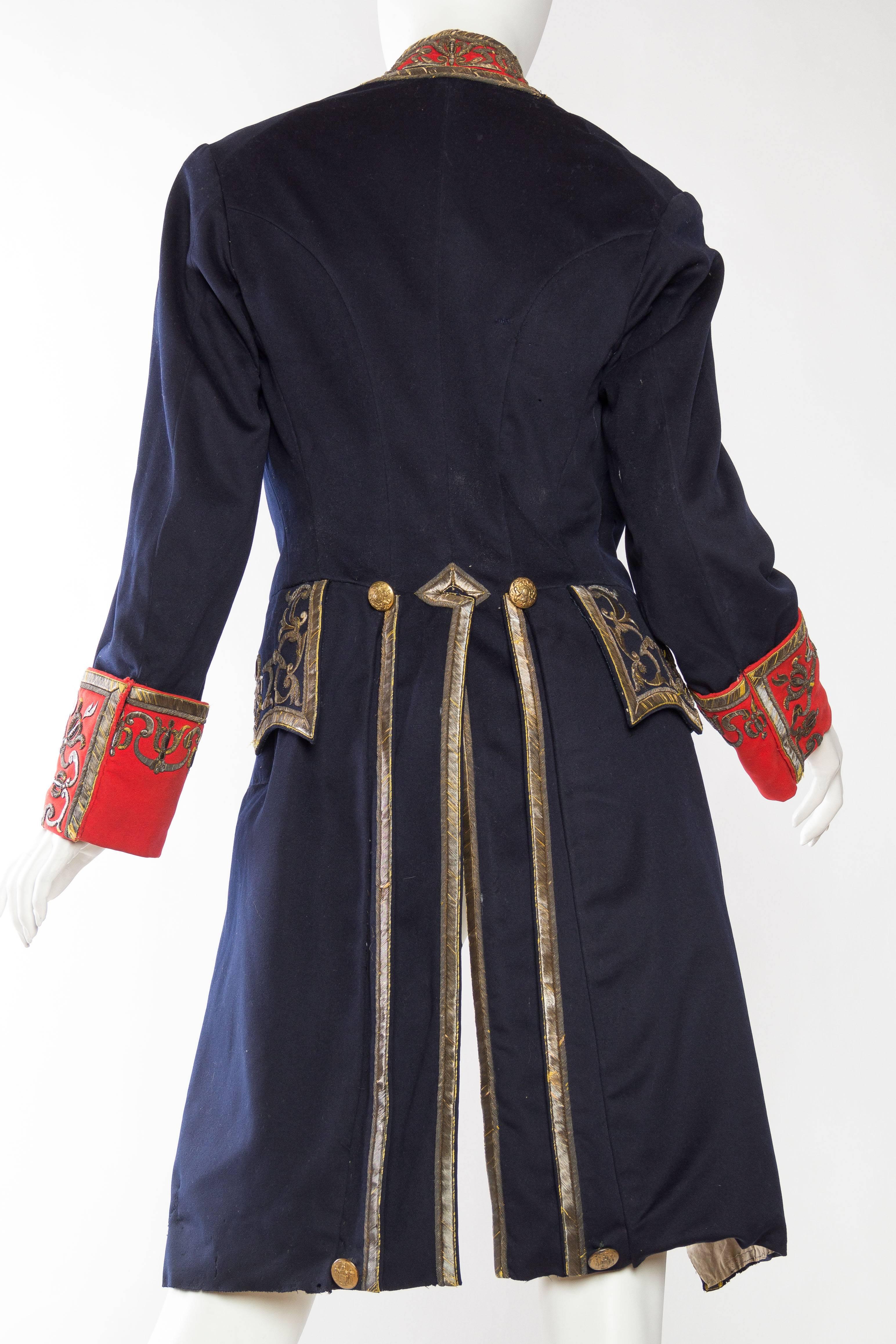 Victorian Livery Frock Coat with Antique Gold Embroidery In Fair Condition In New York, NY