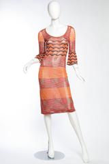 1990S MISSONI Multicolor Copper Rayon Blend Knit Dress
