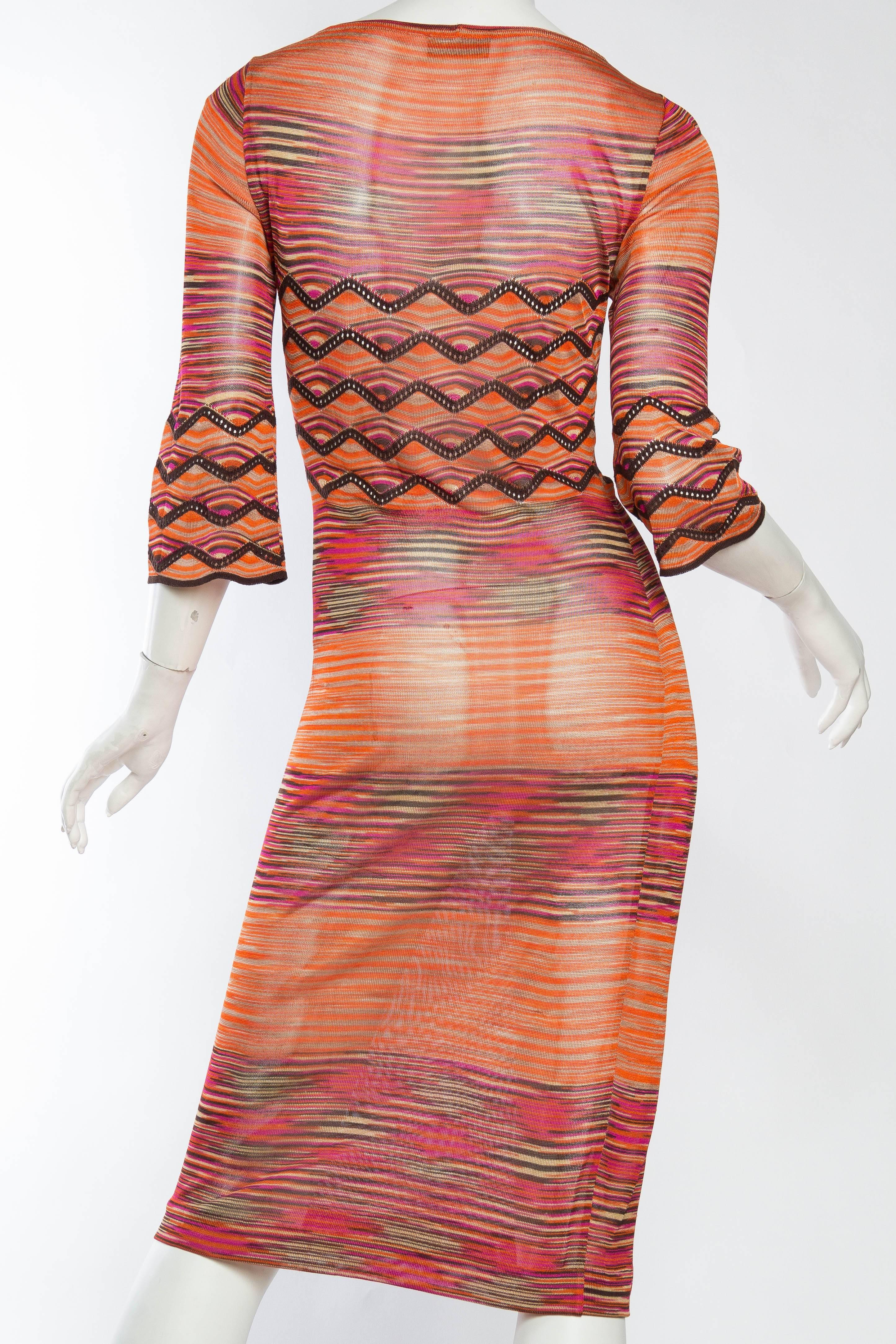 1990S MISSONI Multicolor Copper Rayon Blend Knit Dress 1