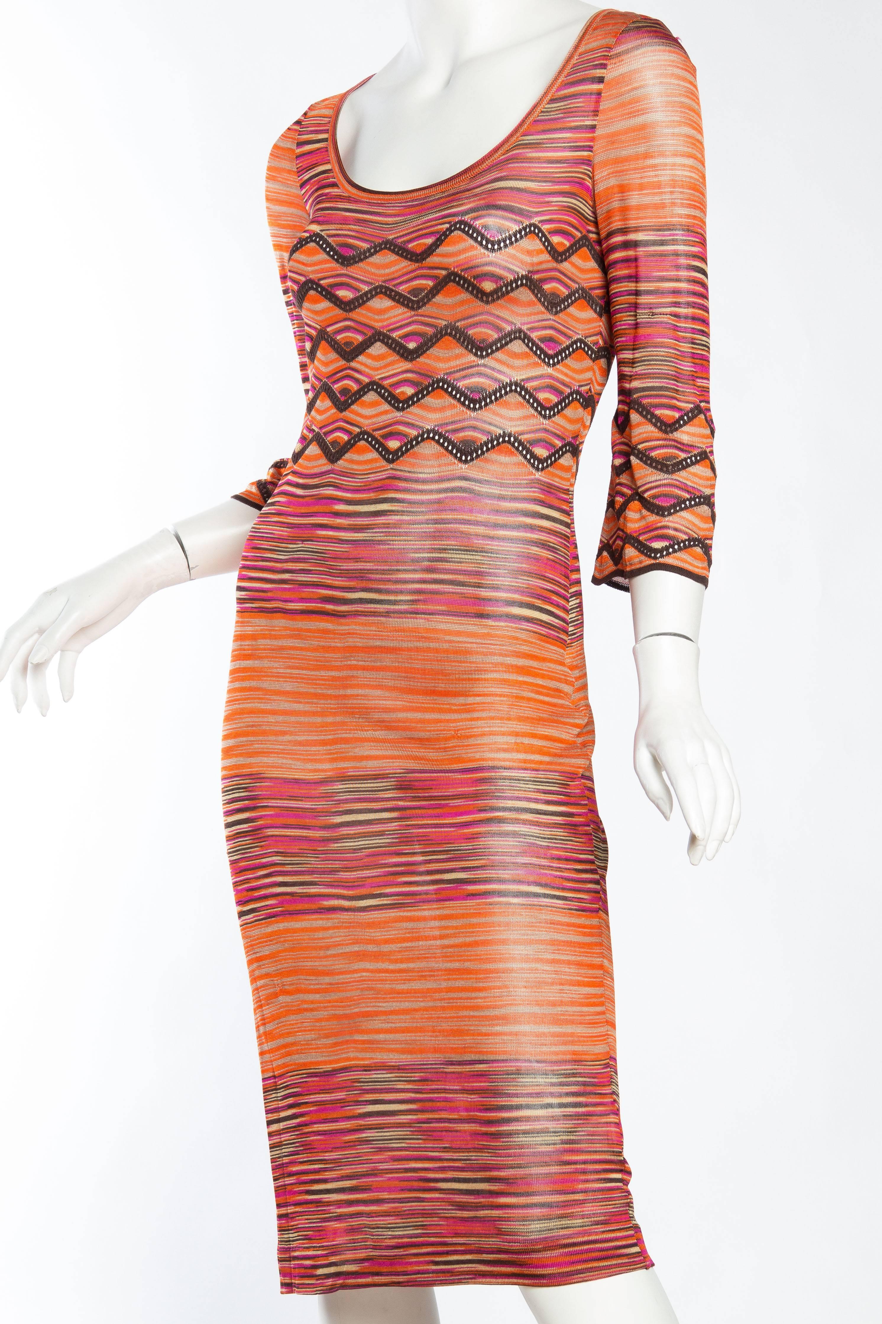 Women's 1990S MISSONI Multicolor Copper Rayon Blend Knit Dress