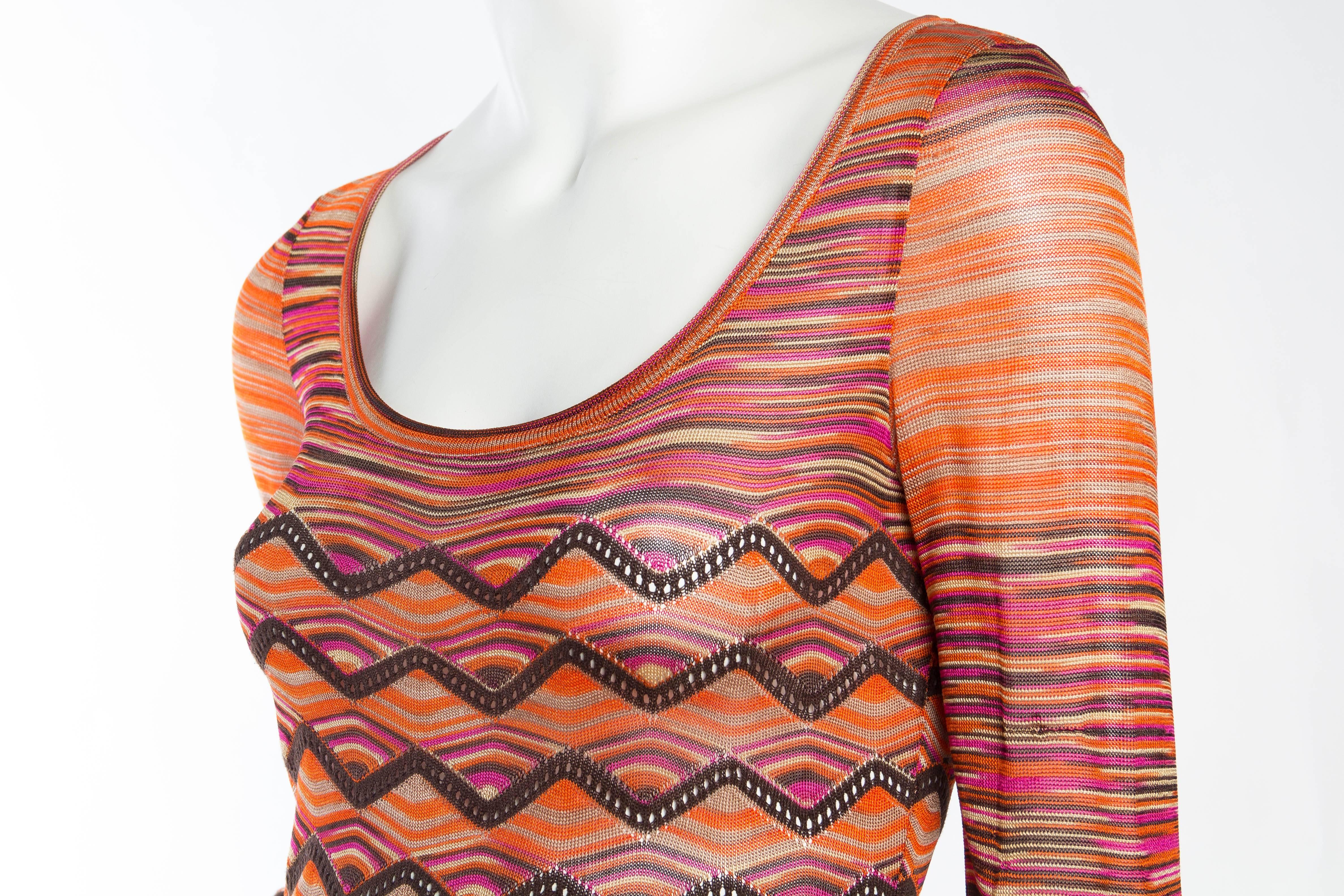 1990S MISSONI Multicolor Copper Rayon Blend Knit Dress 2