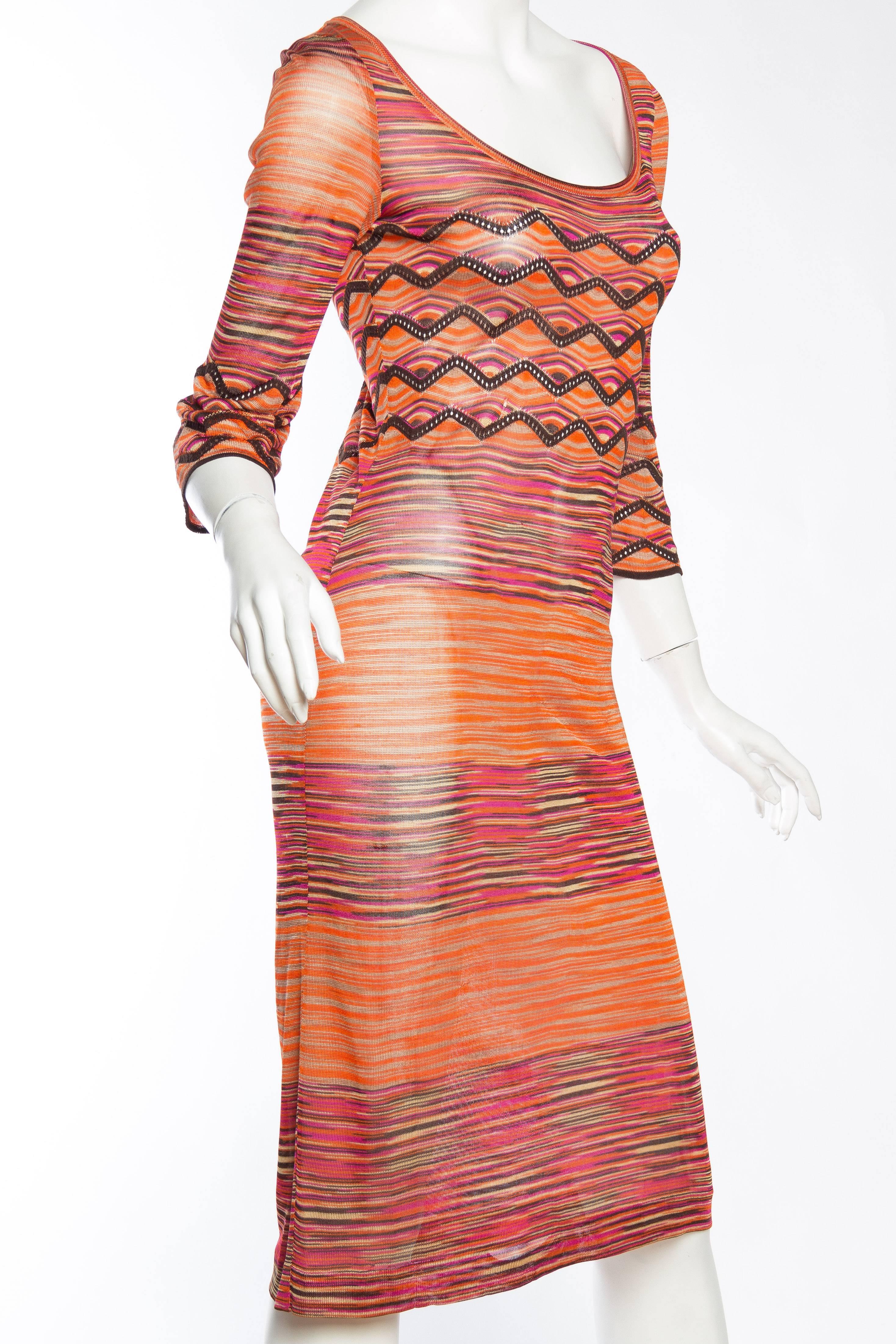 1990S MISSONI Multicolor Copper Rayon Blend Knit Dress In Excellent Condition In New York, NY
