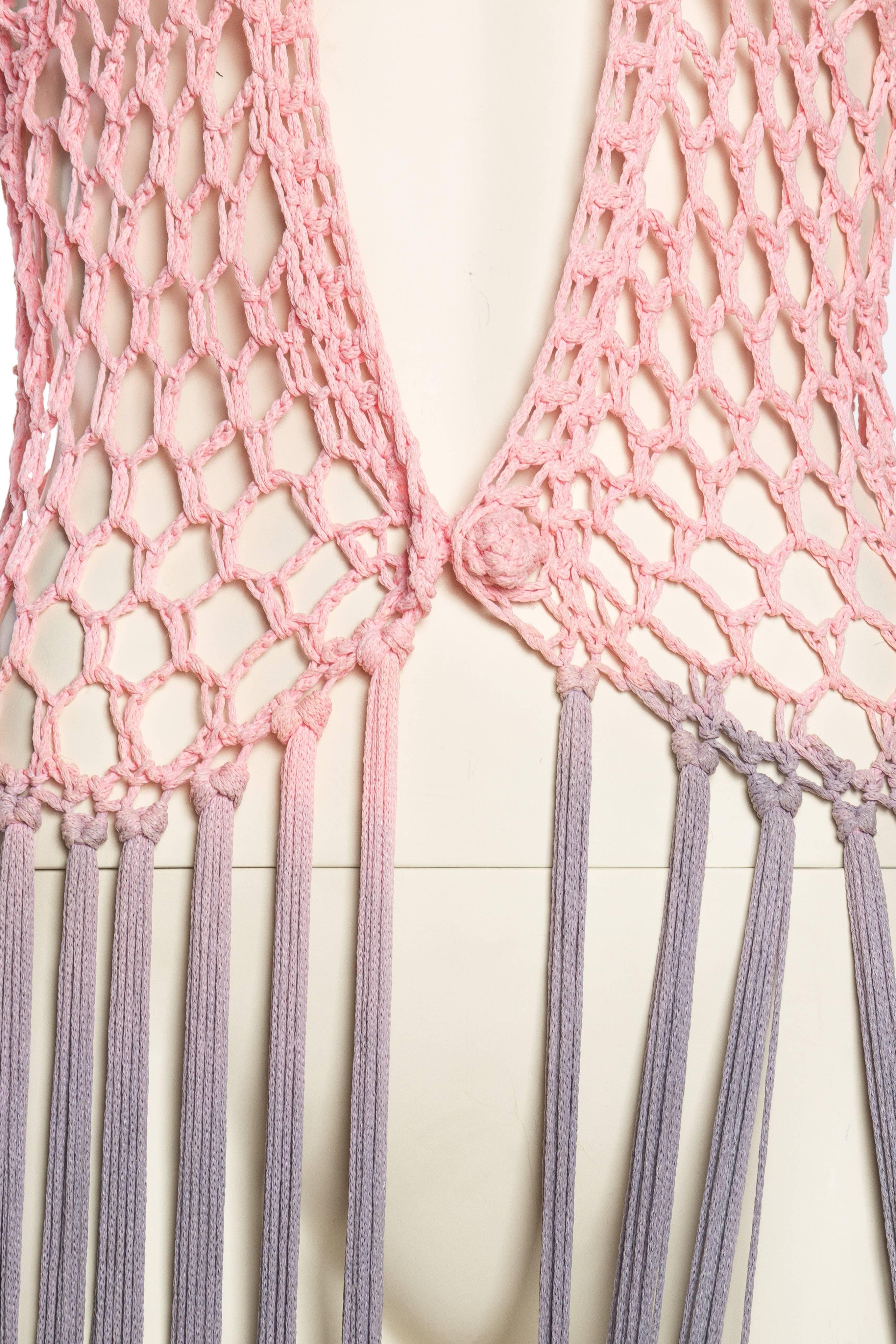 Dip-Dyed Crochet Boho Vest with Floor Length Fringe 3