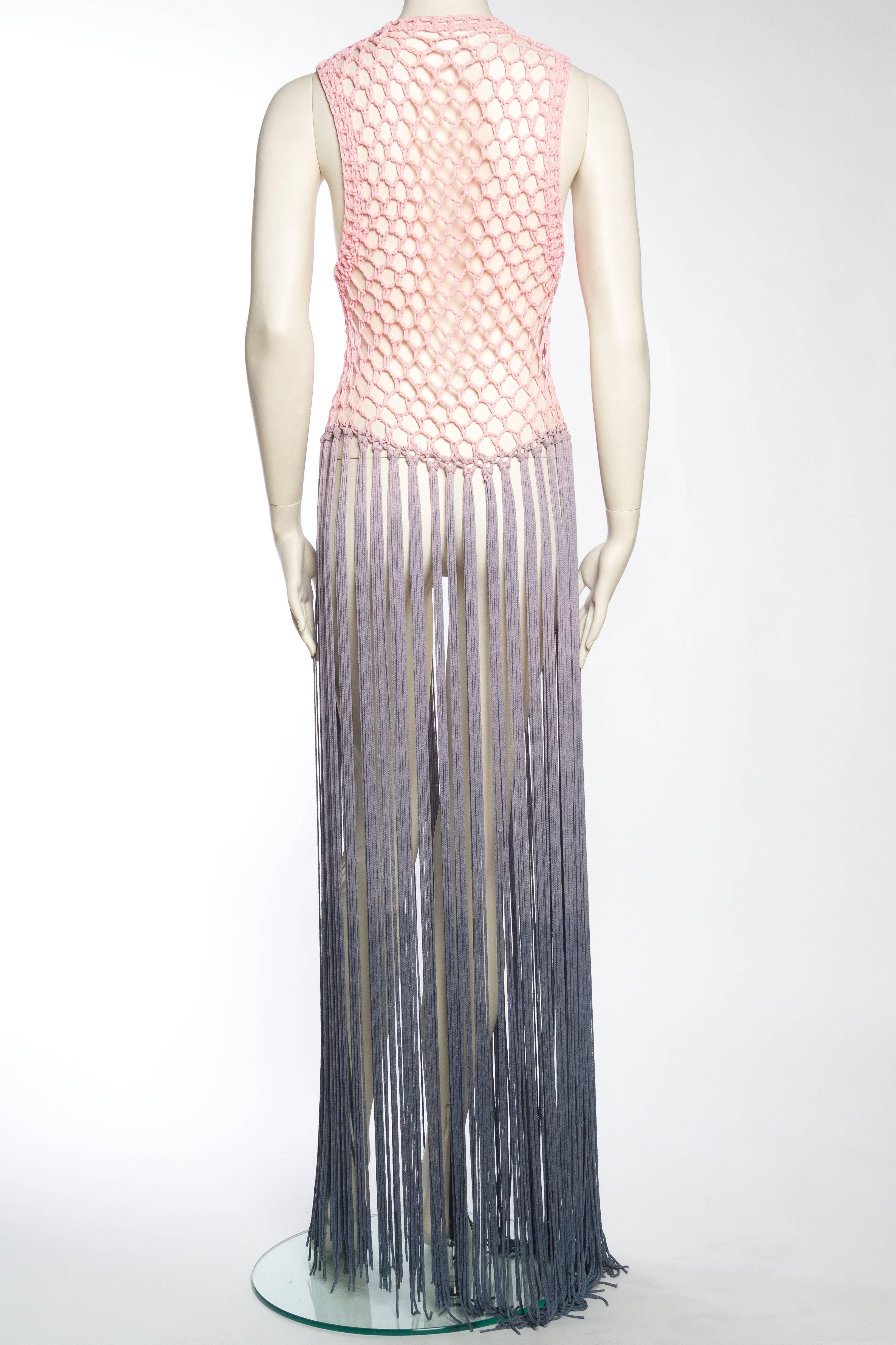 Dip-Dyed Crochet Boho Vest with Floor Length Fringe 1