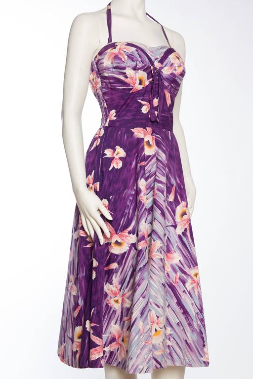 1940s 1950s Tropical Hawaiian Swing Dress at 1stDibs