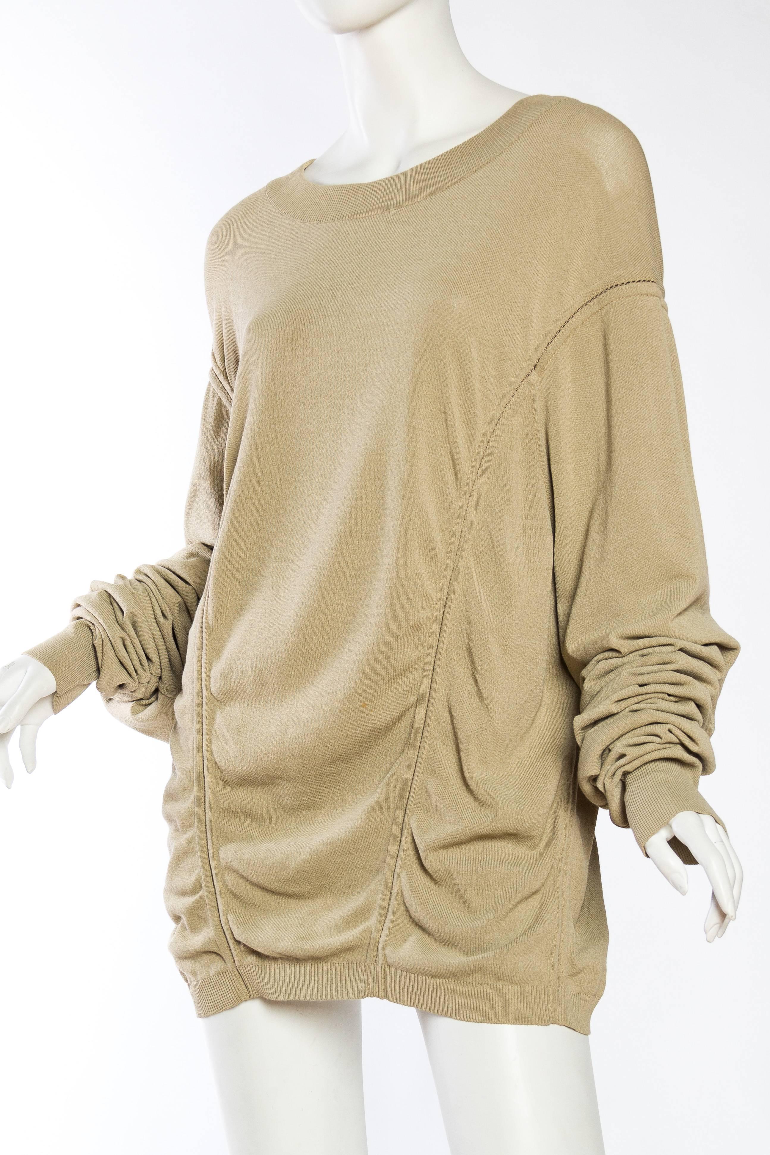 Women's or Men's 1980S AZZEDINE ALAIA Beige Cotton Blend Oversized Slouchy Sweater