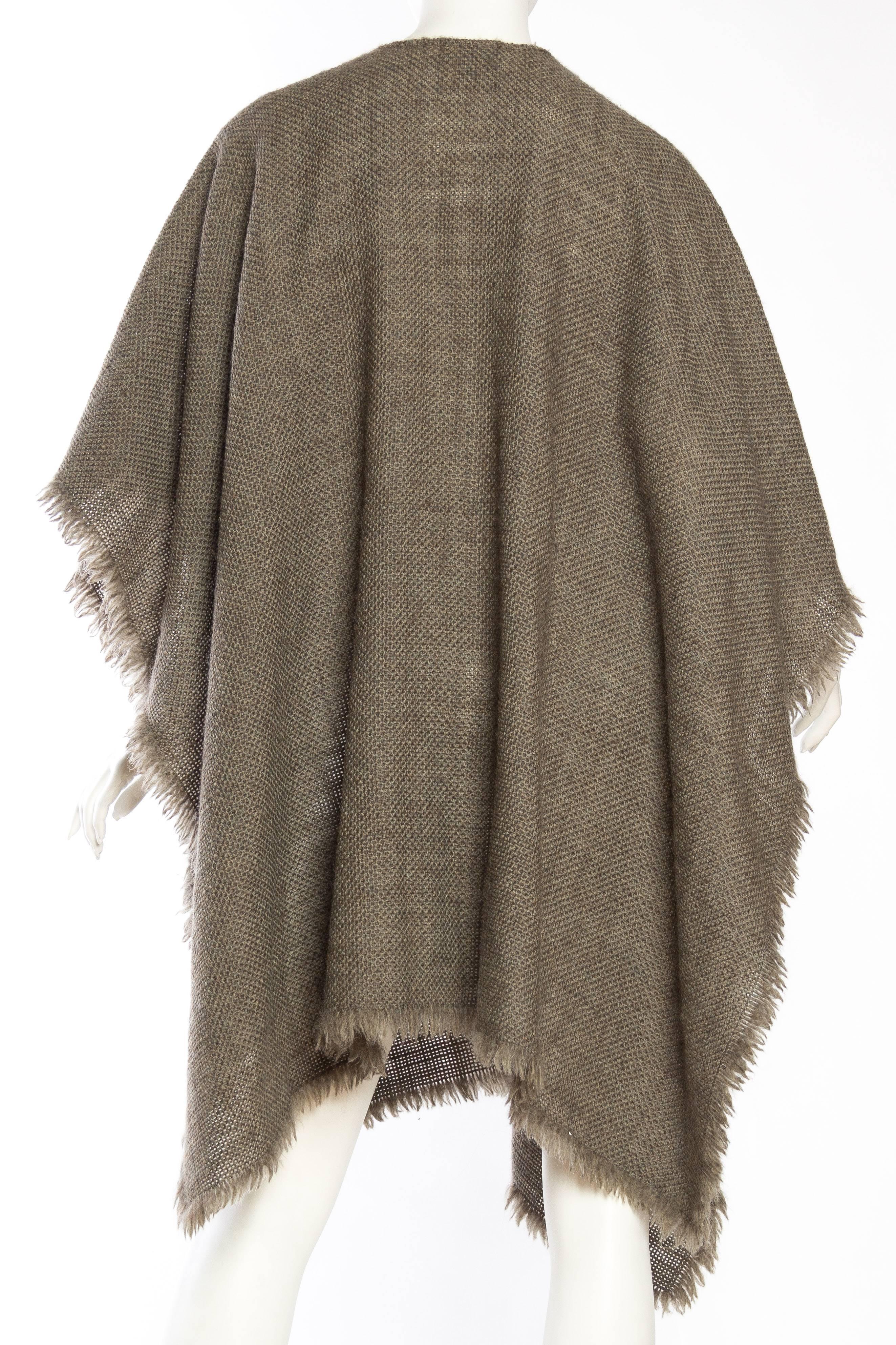 Gray 1980S ARMANI Light Weight Wool Blend Wrap Cape Shawl For Sale